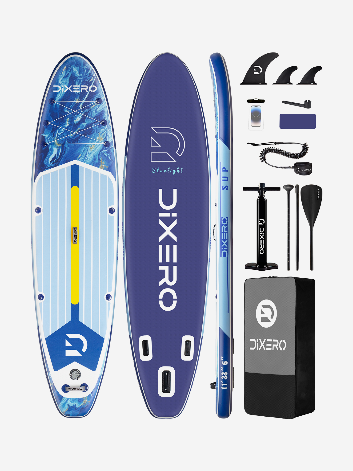 

Надувная SUP-доска DIXERO BLUE 11'*33"*6" 335-84-15 см, Голубой