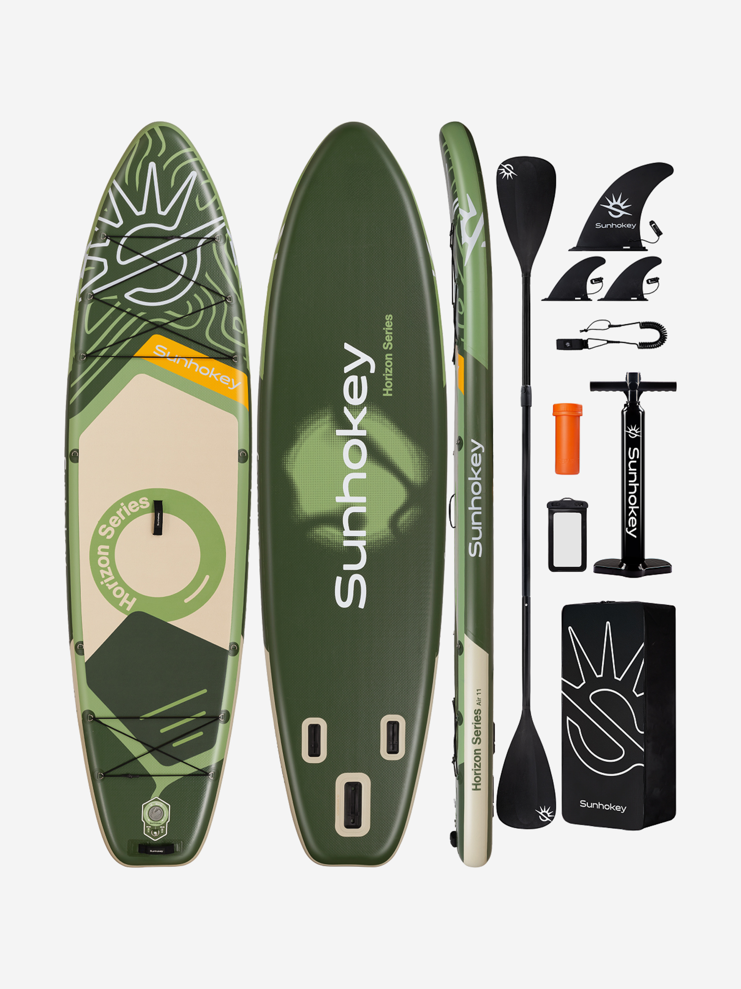 

Надувной SUP-борд SUNHOKEY DARK-GREEN, 11' 335х86х15 см, сапборд, Зеленый