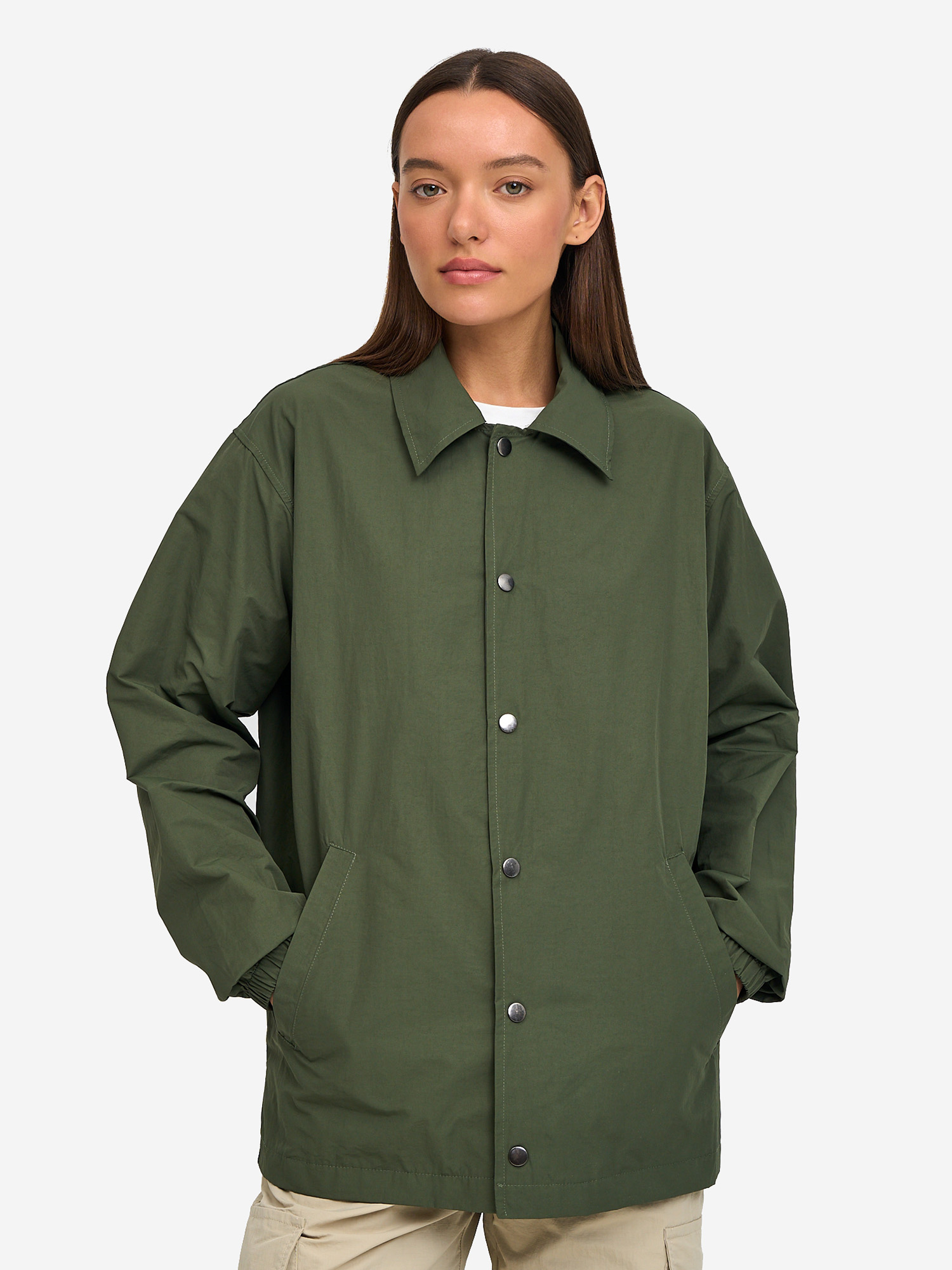 Куртка- бомбер оверсайз хаки, Зеленый