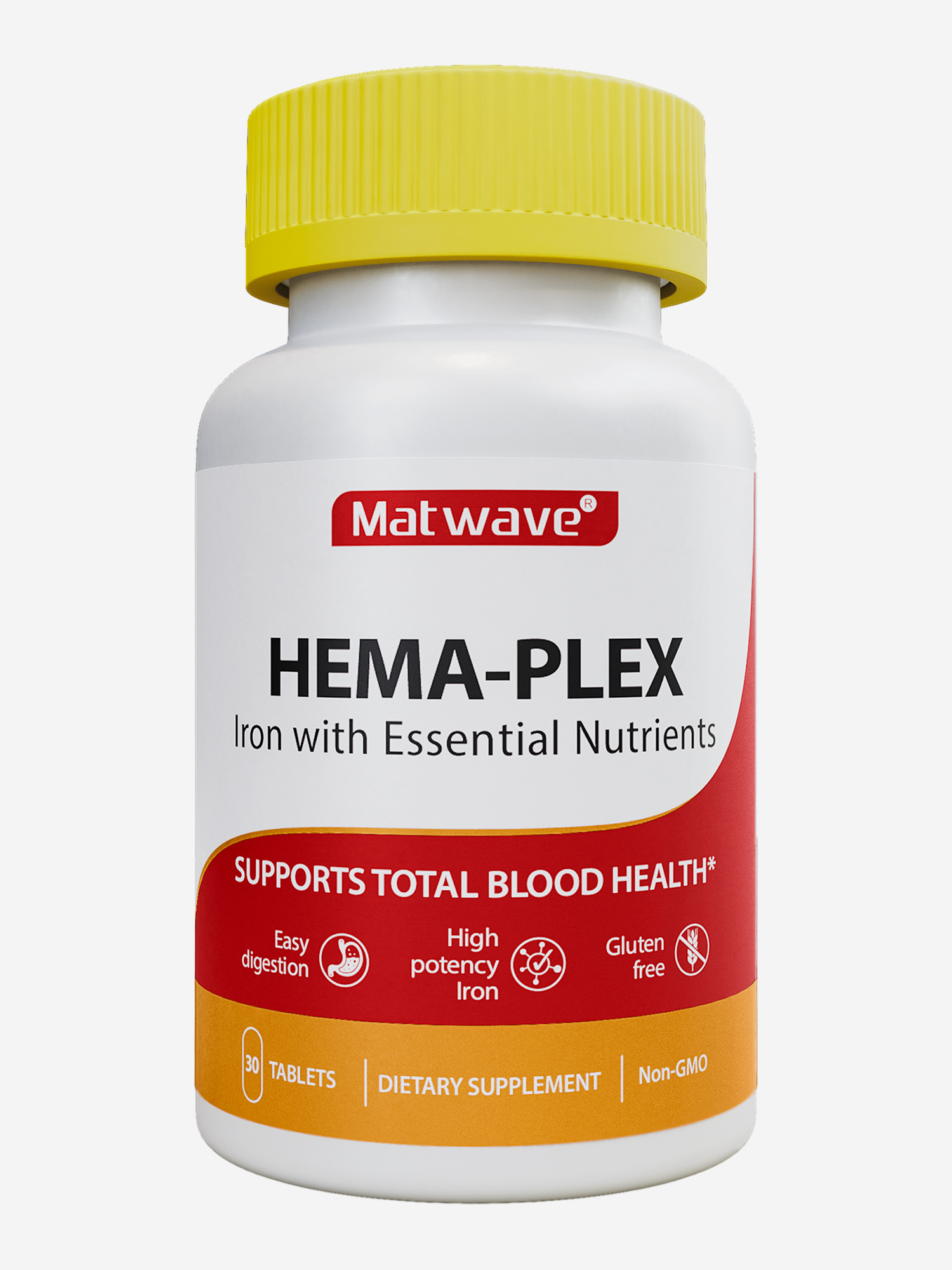 Изображение товара Hema-Plex Хема Плекс витаминный комплекс с железом Matwave, 700 мг, 30 таблеток