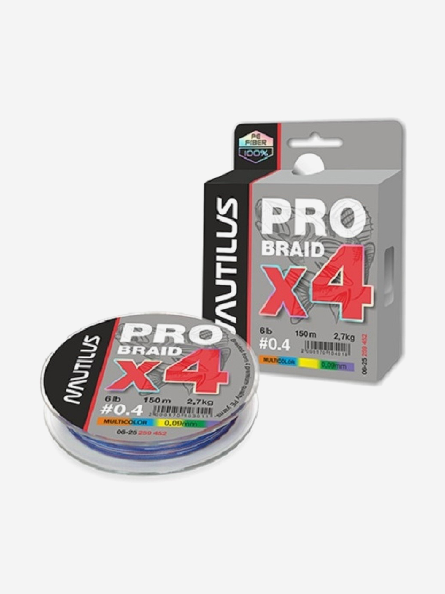 

Шнур Nautilus Pro Braid X4 Multicolor d-0.09 2.7кг 6lb 150м, Мультицвет