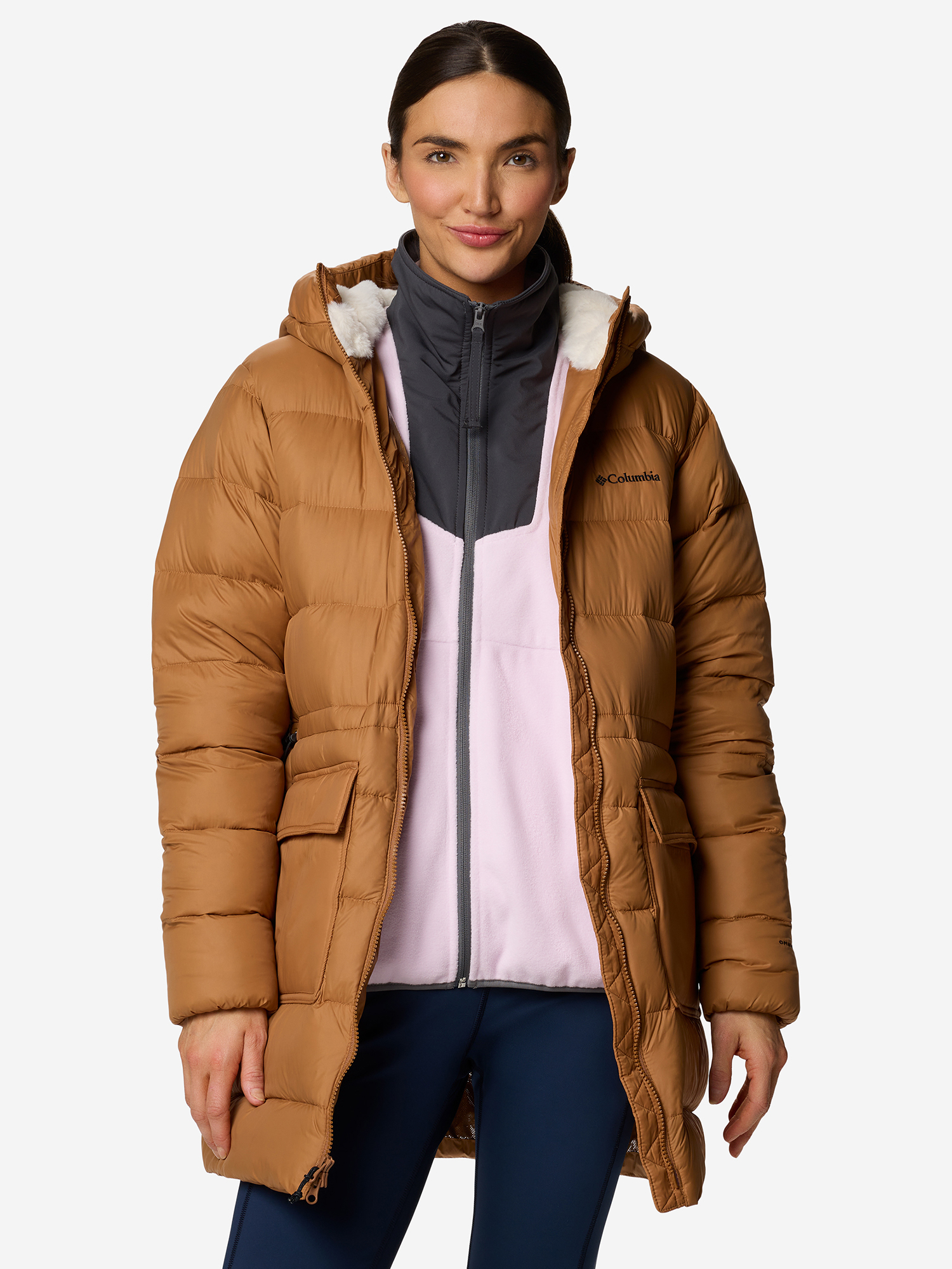 Пуховик женский Columbia Harmony Falls Mid Down Jacket, Коричневый 2085341CLB-224, размер 44 - фото 7