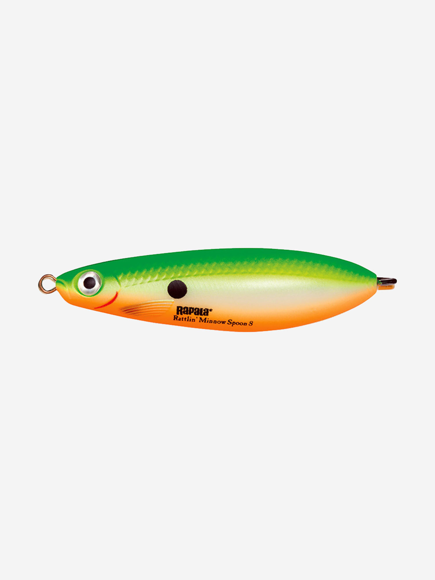 

Блесна для рыбалки колеблющаяся RAPALA Rattlin' Minnow Spoon, 8см, 16гр /GSU (незацепляйка), Зеленый