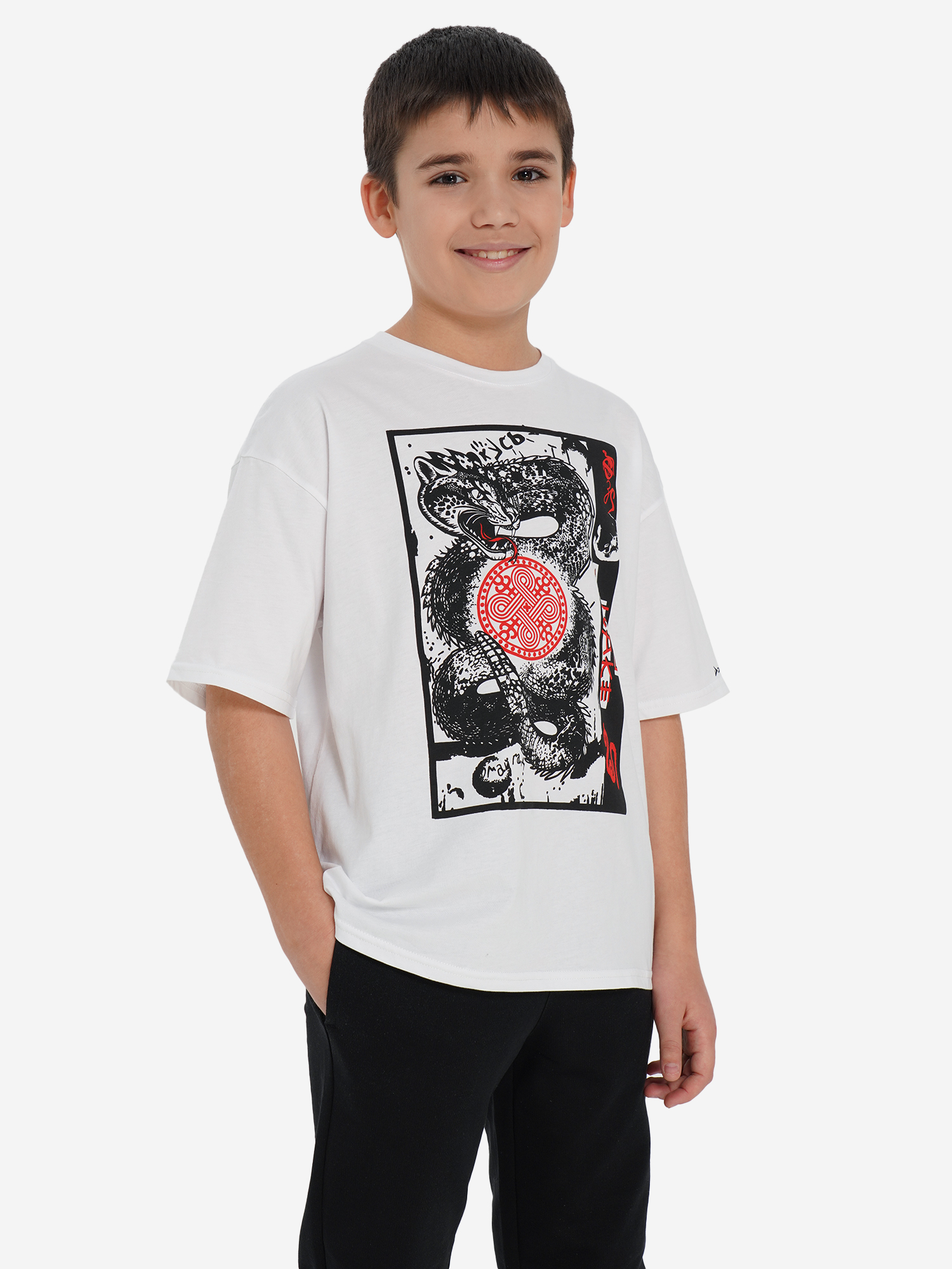 Футболка Demix оверсайз для мальчиков Белая, белый, арт. 33247