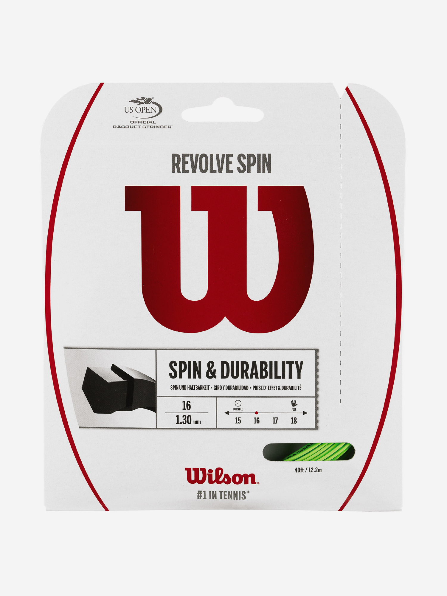 

Струна для большого тенниса Wilson Revolve Spin 16 Set, Зеленый