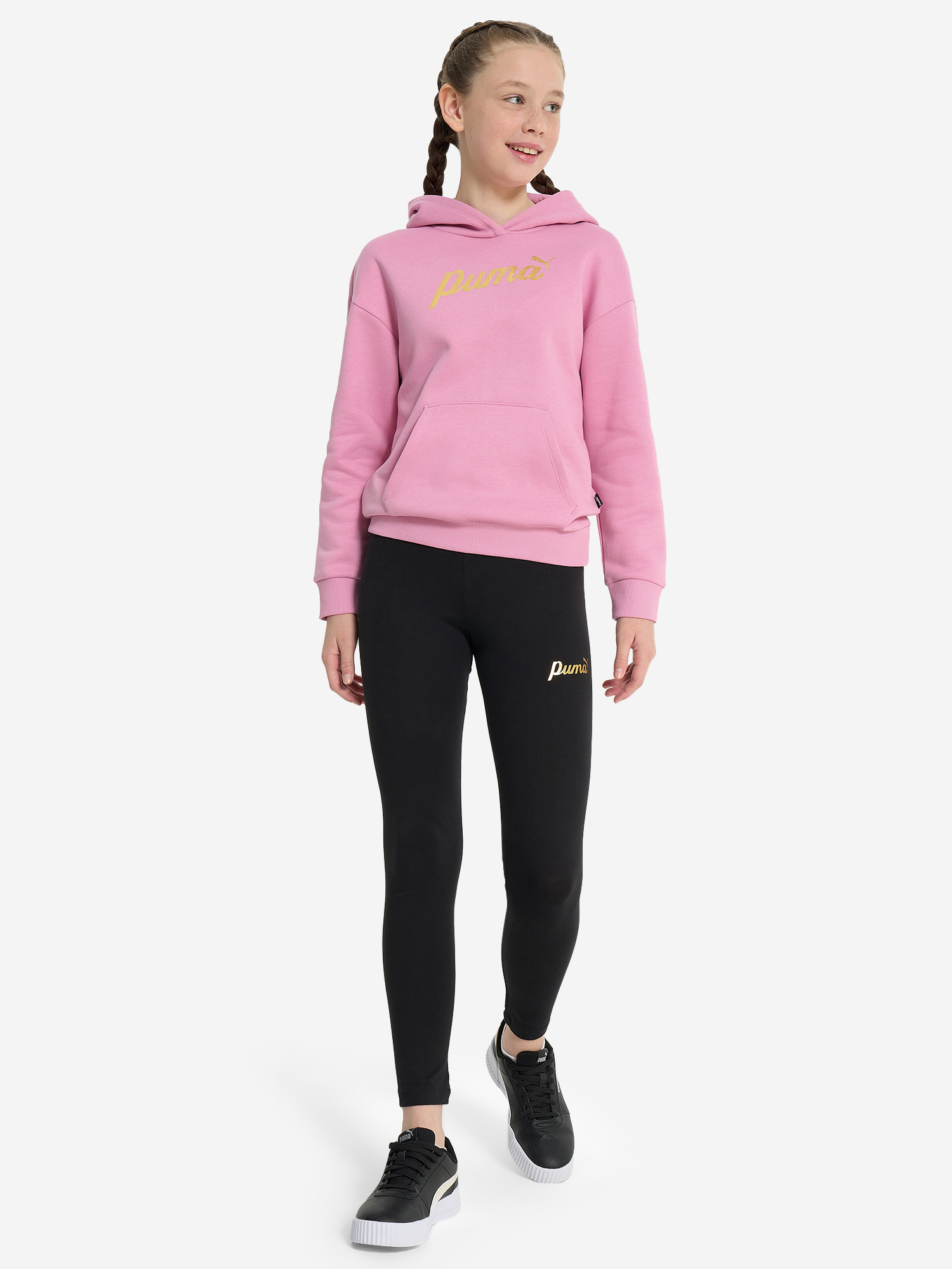 фото Легинсы для девочек puma ess+ script metallic, черный