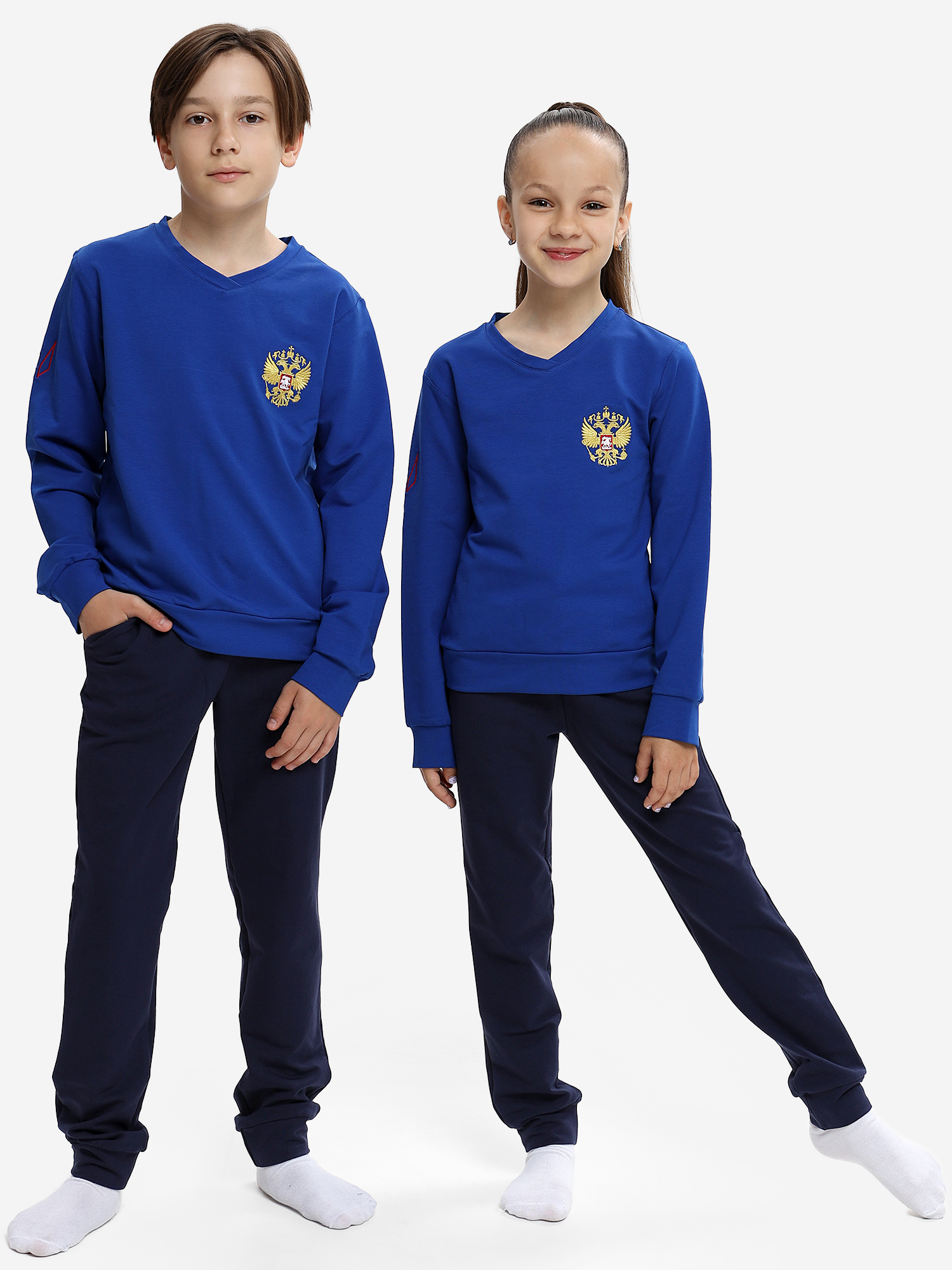 Спортивный костюм детский: для мальчика и девочки WILDWINS, Синий топ спортивный для занятий легкой атлетикой для девочки