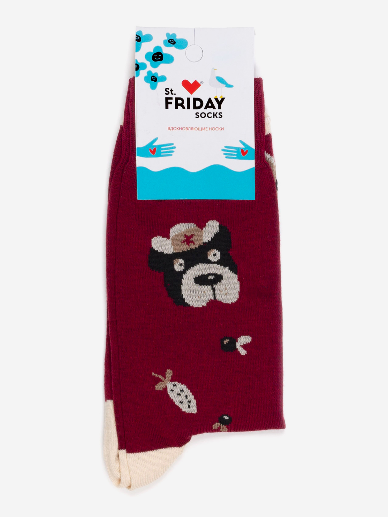 

Носки с рисунками St.Friday Socks, Миша в шапке, Красный