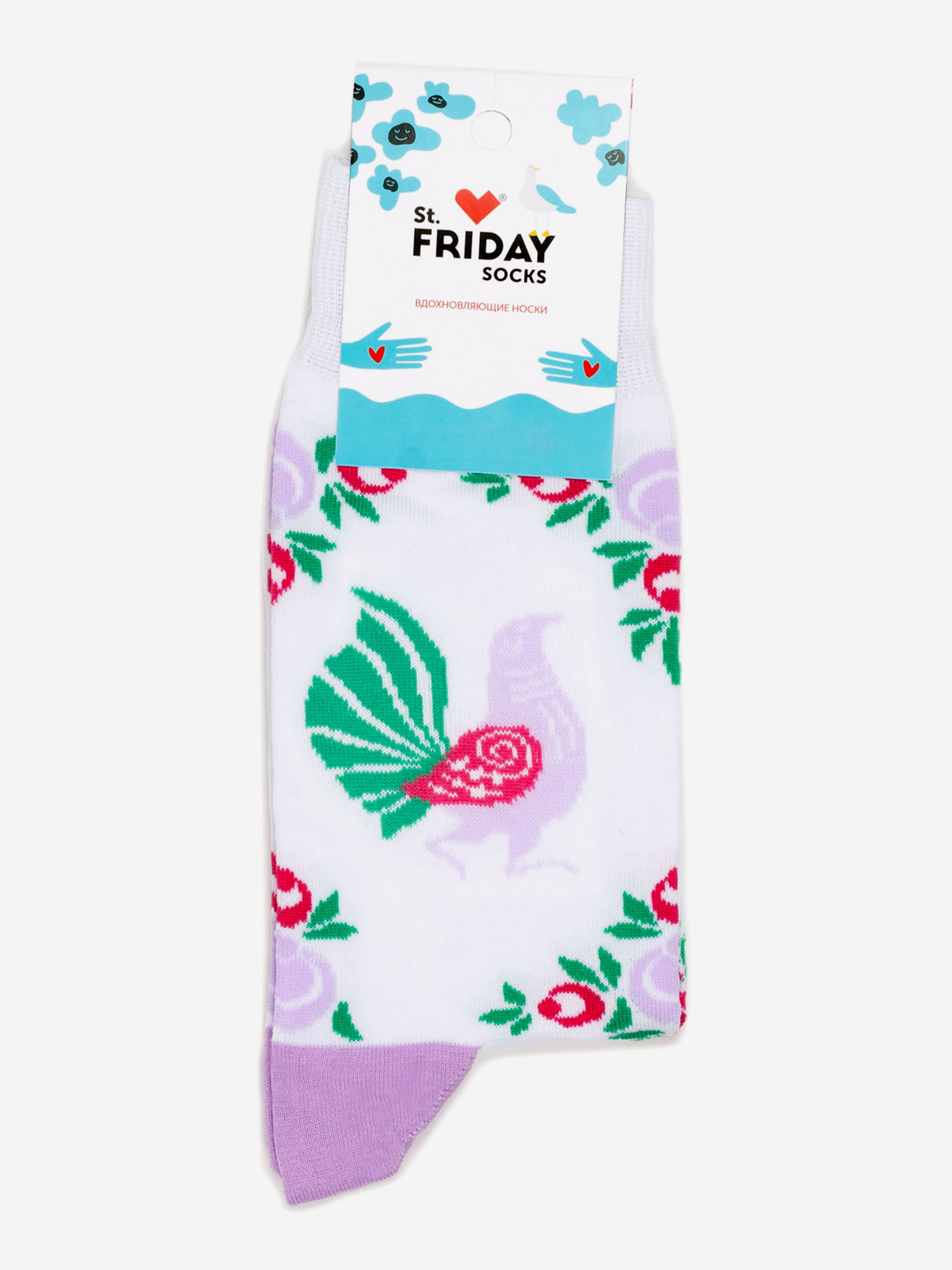 

Носки с рисунками St.Friday Socks, Городецкая птица, Белый