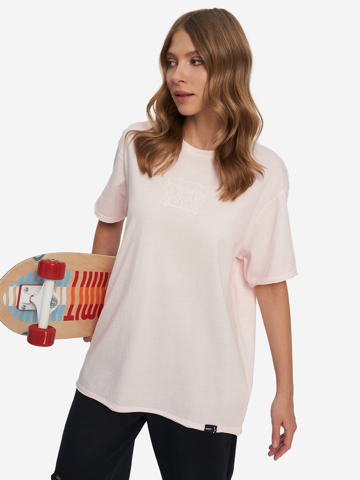 Изображение товара Женская оверсайз футболка Termit для спорта и скейтбординга светло-розовая