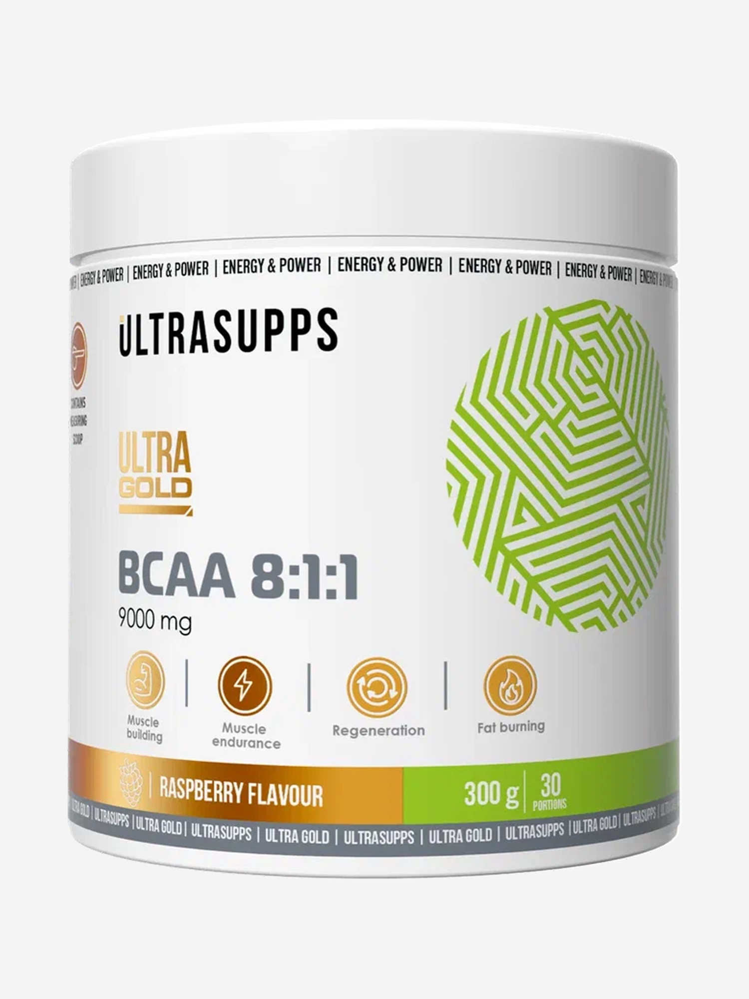 

Аминокислоты BCAA 8:1:1 Ultrasupps Ultra Gold "Малина", 300 г, Белый