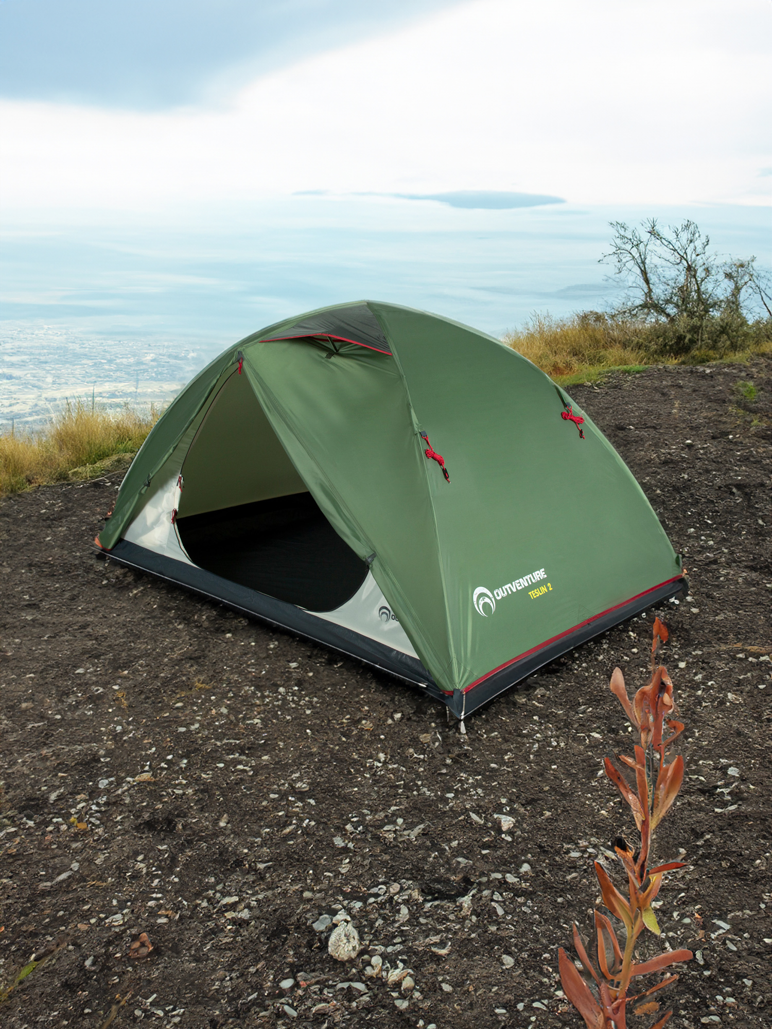 Палатка 2-местная Outventure Teslin 2, Зеленый палатка туристическая maclay harly 2 р 210х150х100 см 2 местная однослойная