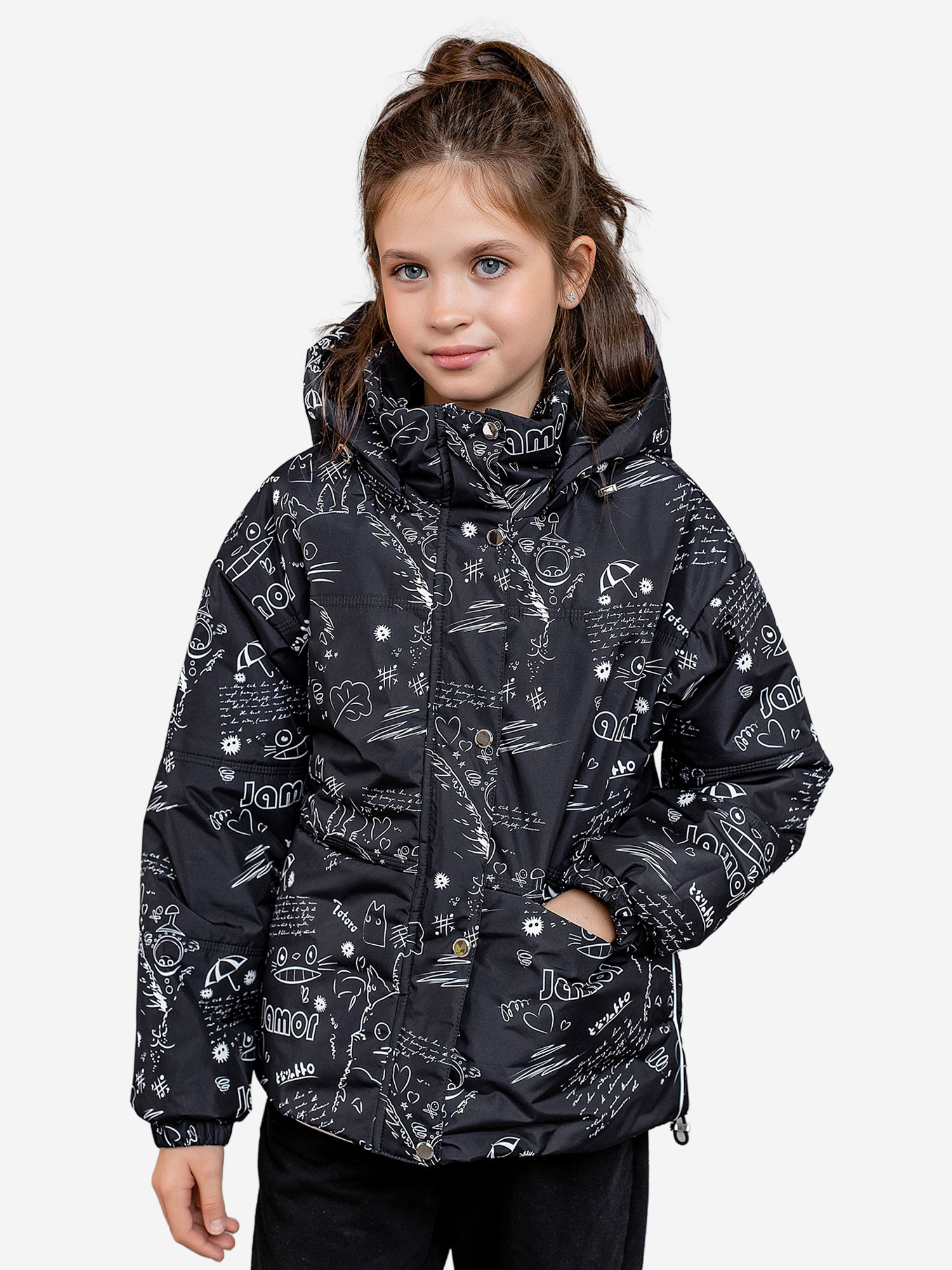 Изображение товара Куртка для девочки batik Сабина принт черно-белый, Принт черно-белый
