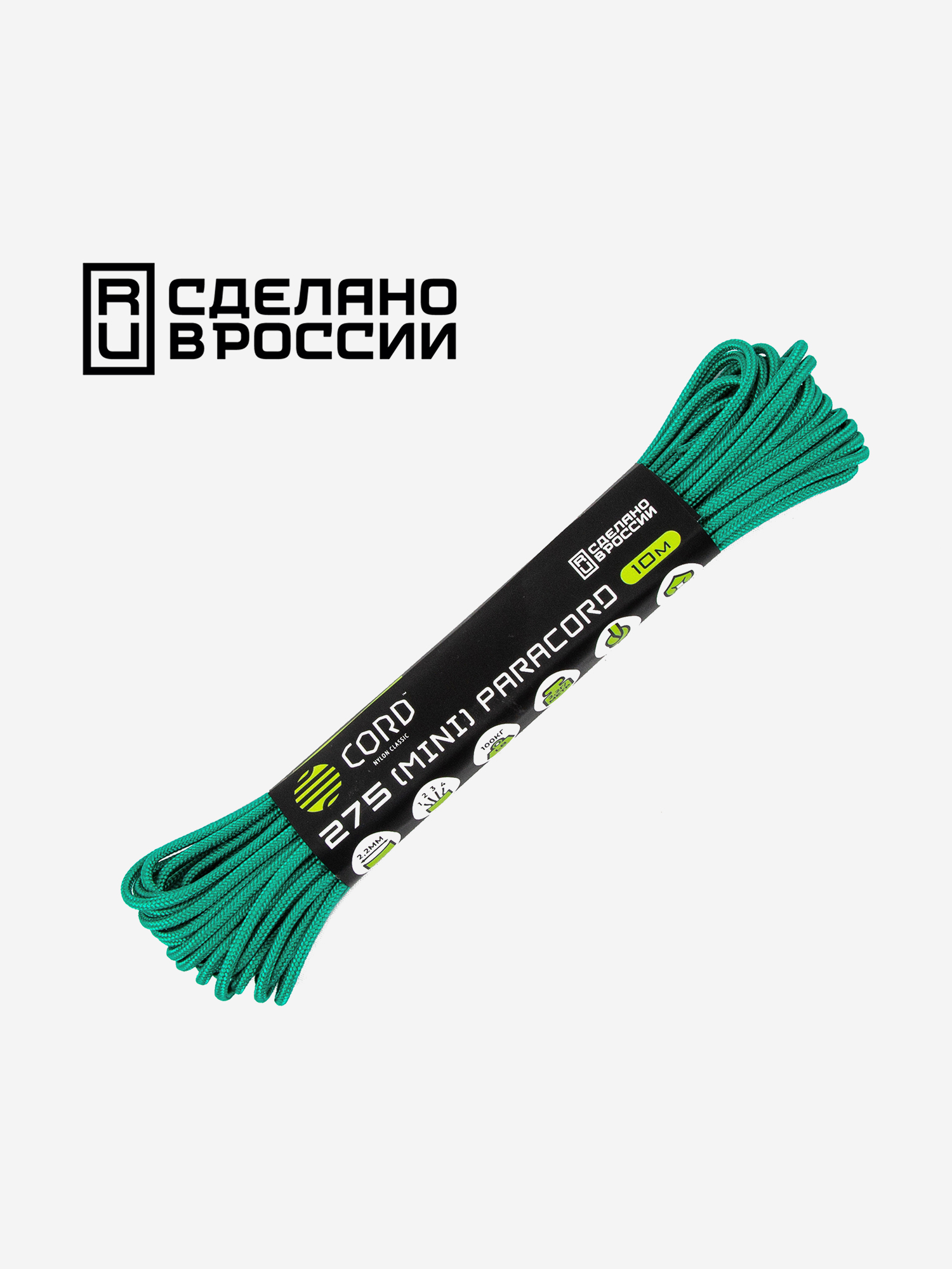 

Паракорд 275 (мини) CORD nylon 10м RUS (emerald green), Зеленый