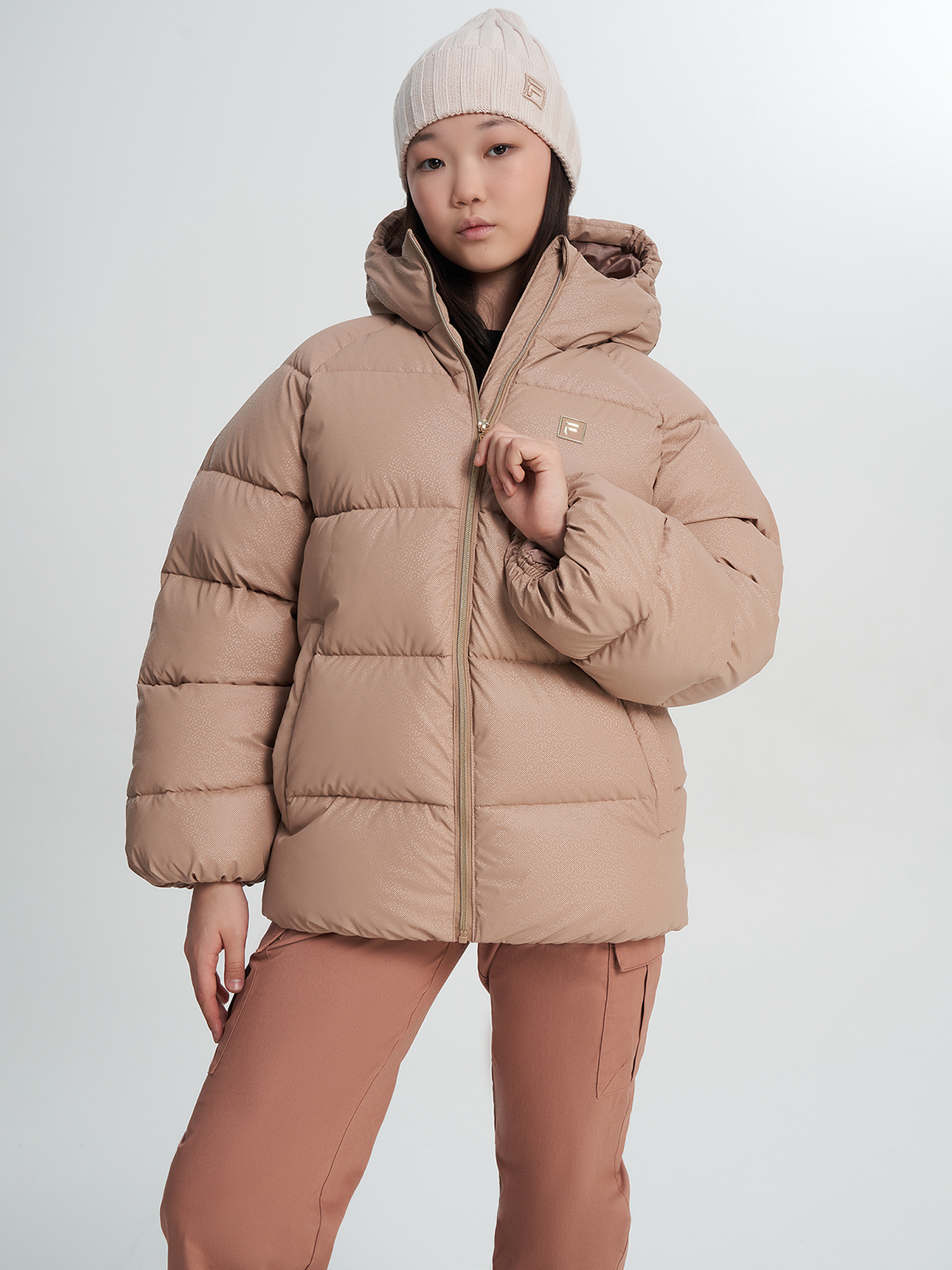 Изображение товара Пуховик ультралегкий для девочек FILA, Бежевый