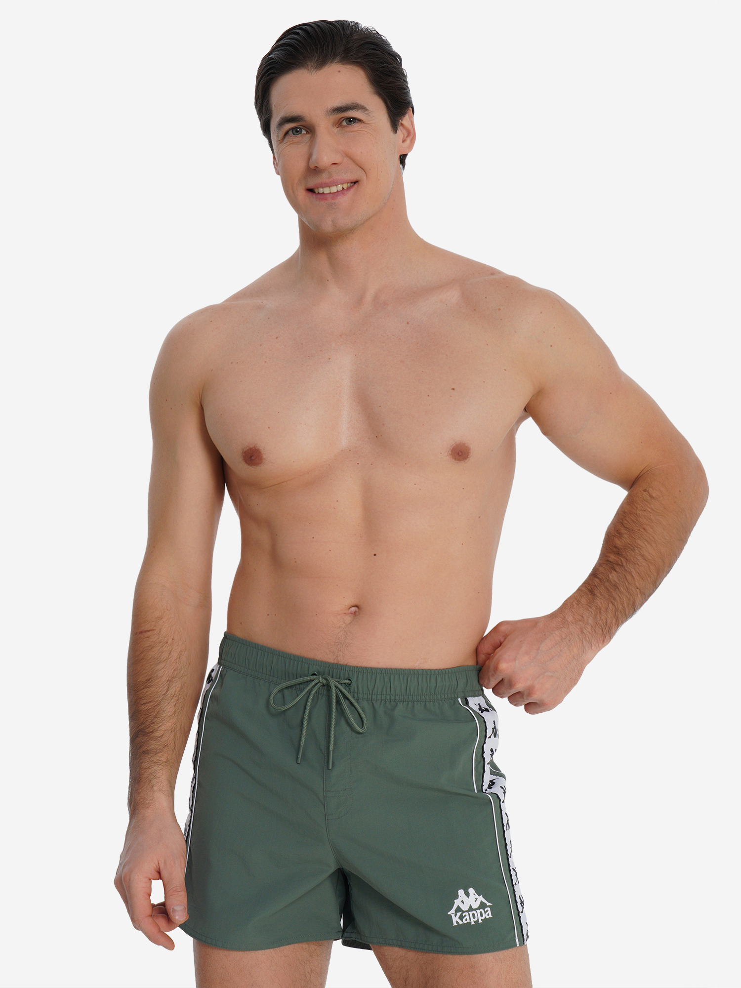 Изображение товара Мужские плавательные шорты Kappa Зеленый черный быстрой сушкой регулируемый пояс