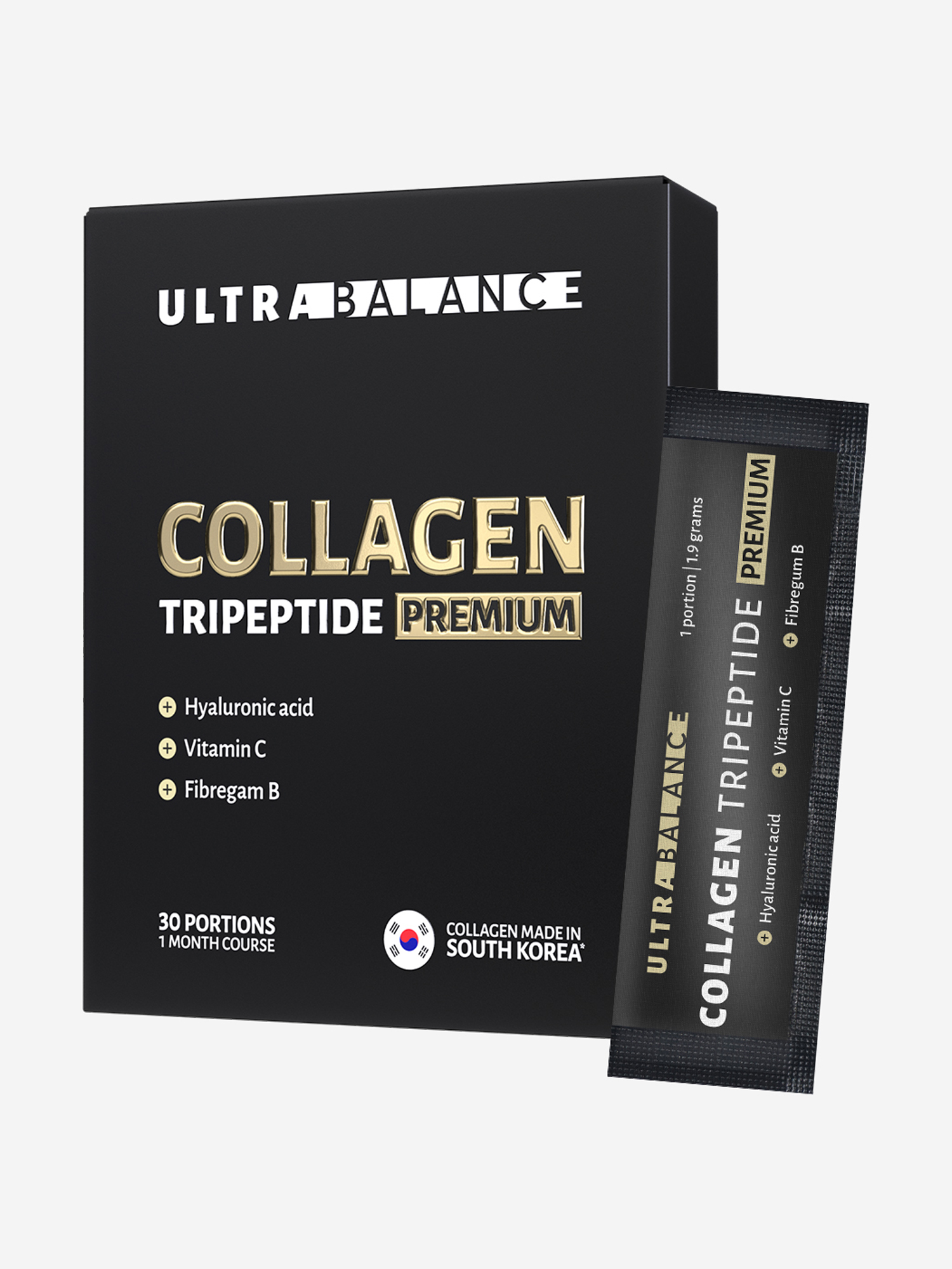 Изображение товара Коллаген морской трипептид UltraBalance, порошок для суставов и связок, с витамином С и гиалуроновой кислотой, 30 саше, Без Вкуса