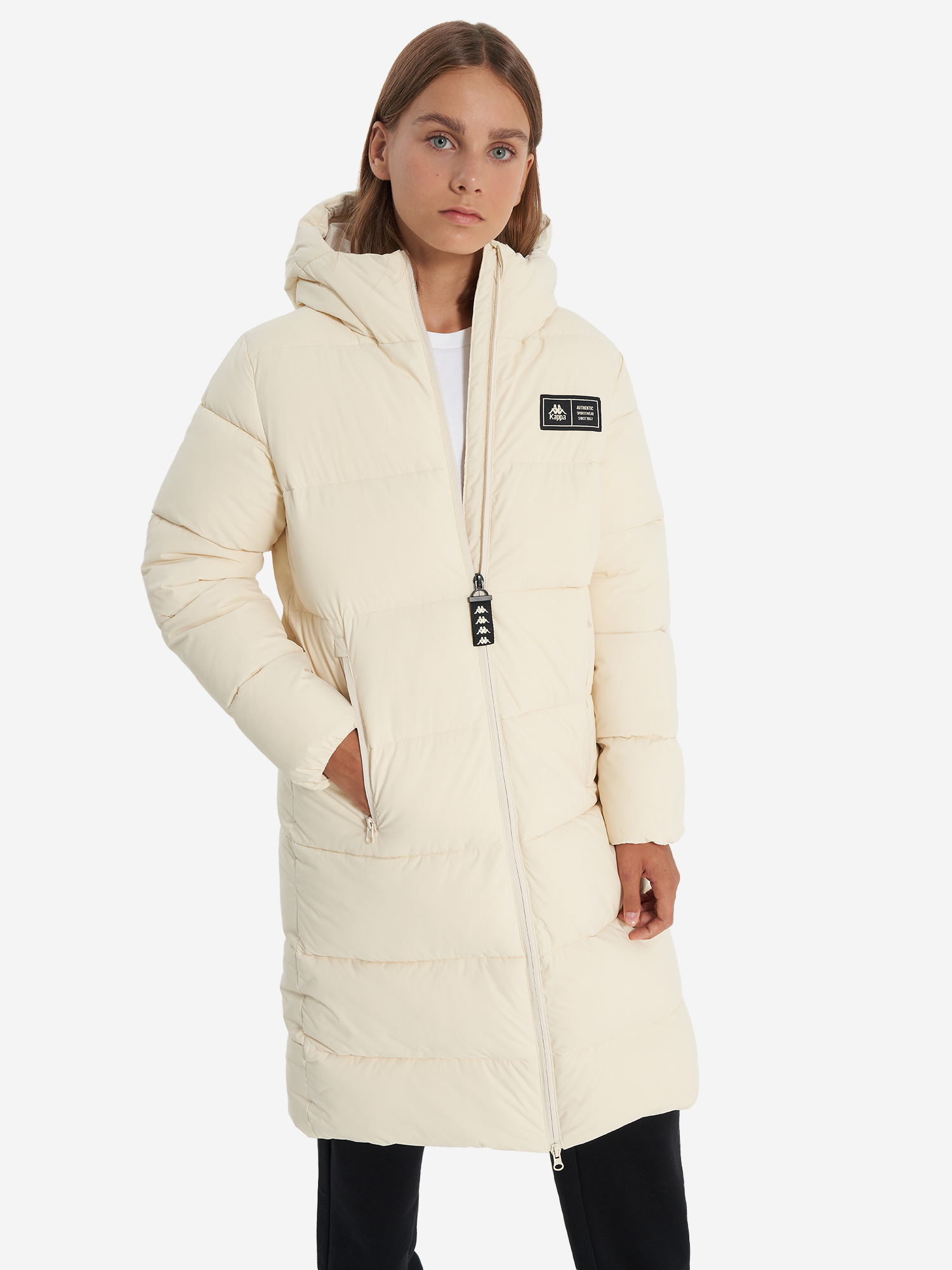 Пальто утепленное для девочек Kappa, бежевый, арт. 25197