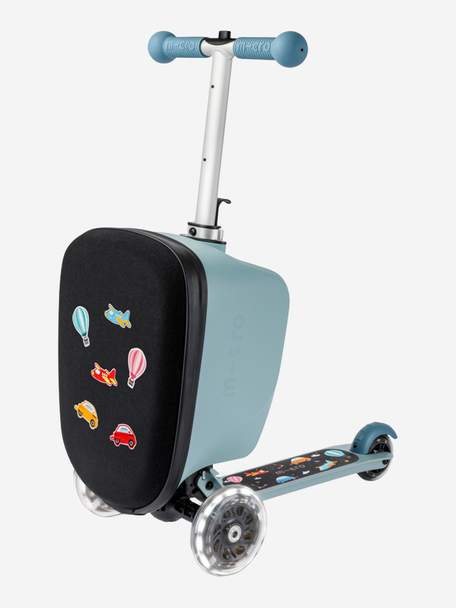 Изображение товара Детский самокат-чеmокат Micro Luggage Junior LED с наклейками, 37x27x21 см