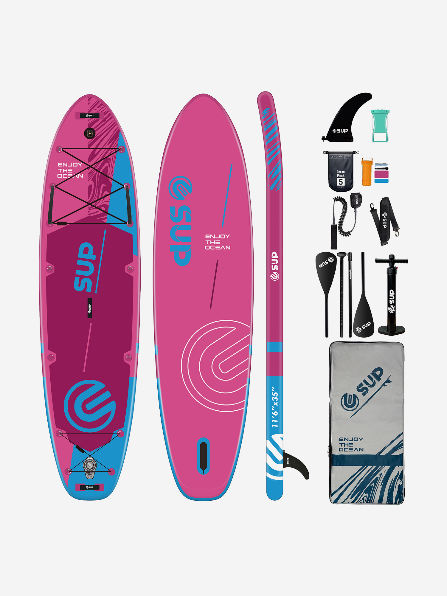 

SUP-доска E-SUP PINK CARNATION, 11'6" 350-88-15 см, Розовый