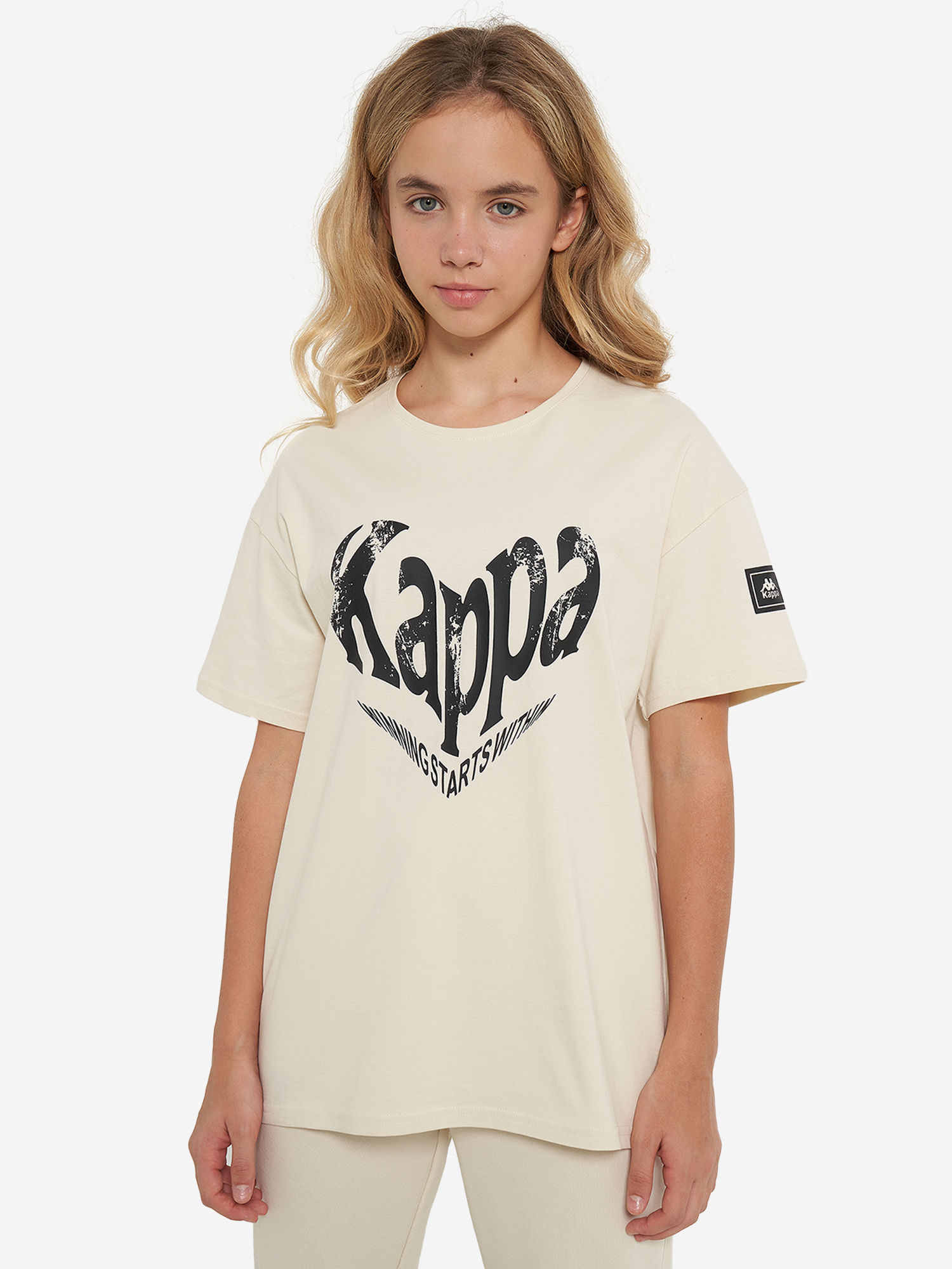 фото Футболка для девочек kappa, бежевый