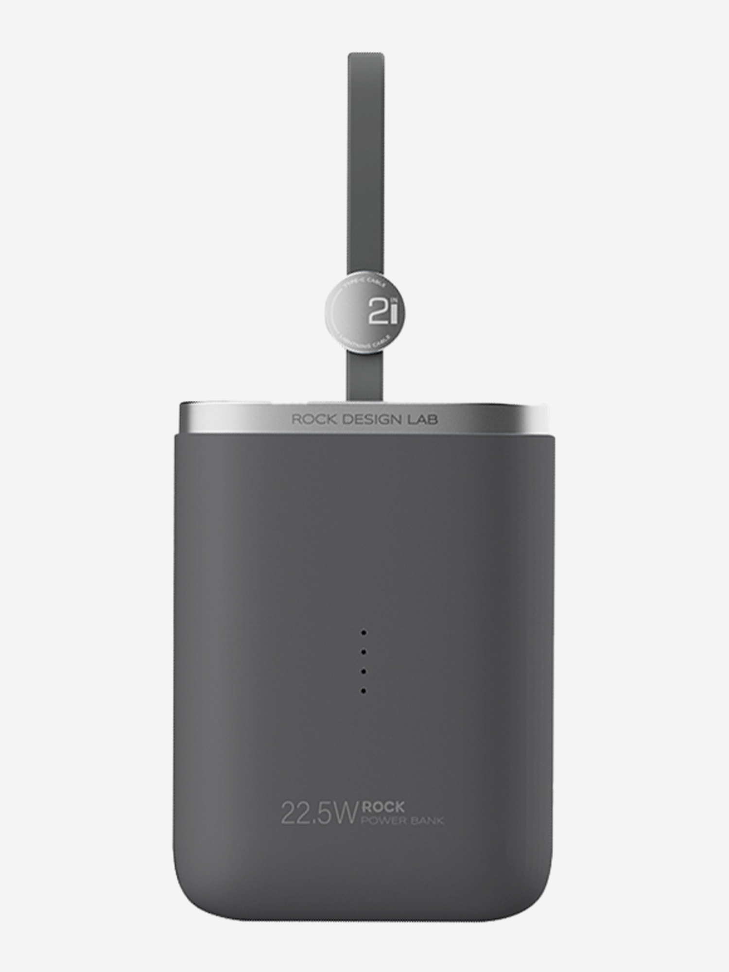 

Внешний аккумулятор с быстрой зарядкой и встроенным кабелем 2 в 1 USB-C + LightningRock PowerSack Fast Charging with Cable черный, Черный