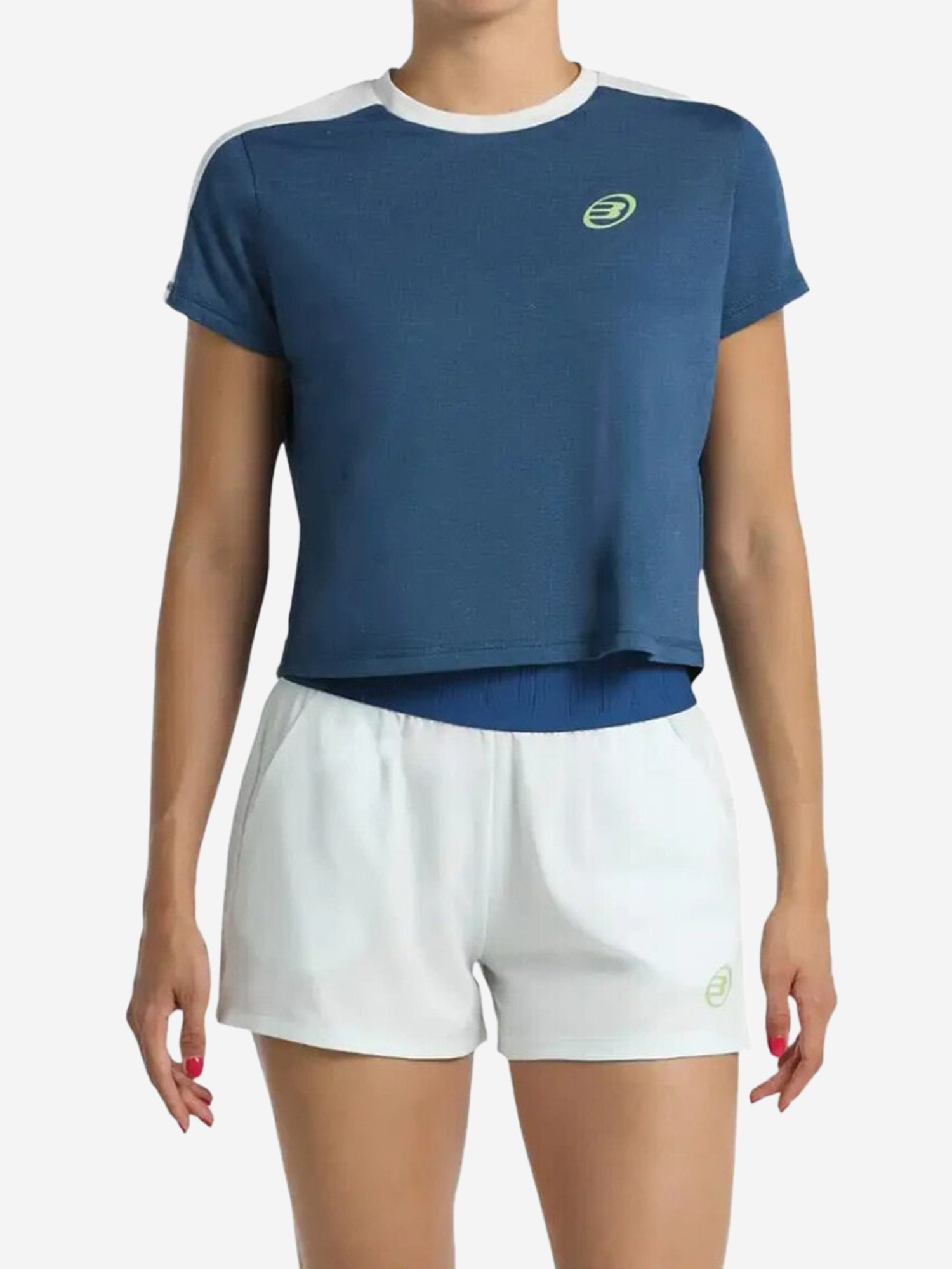 Изображение товара Женская спортивная футболка Bullpadel Bilma синяя с белым для тенниса и падел
