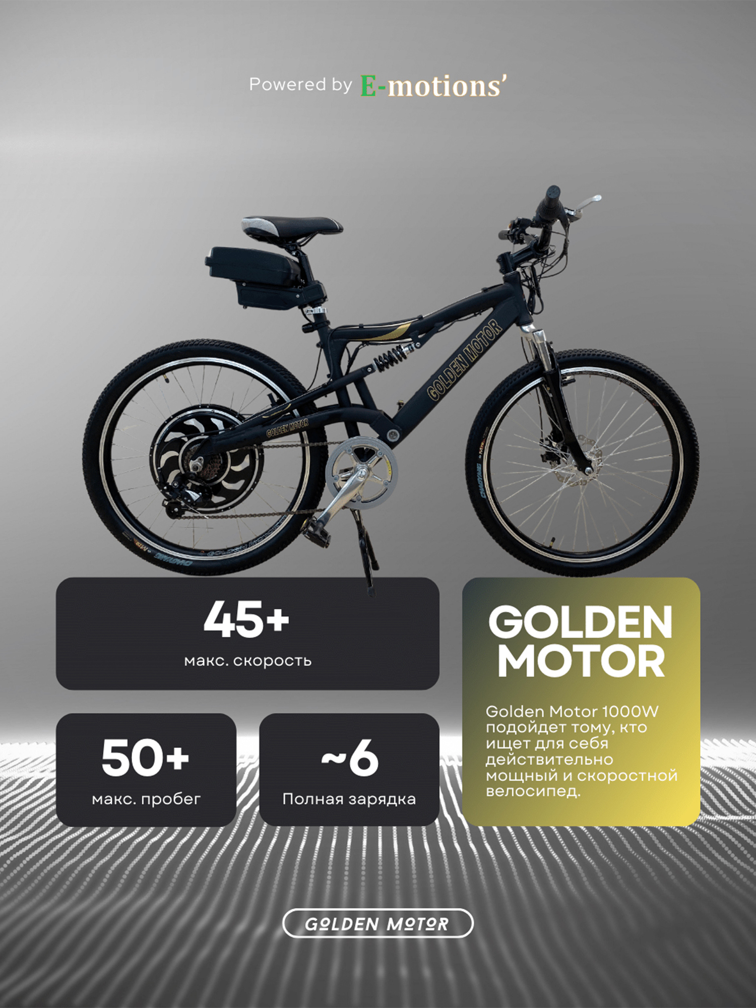 

Электровелосипед Golden Motor 1000W, Черный