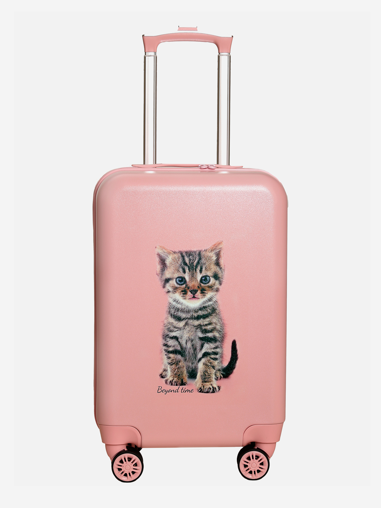 Изображение товара Детский чемодан BEYOND TIME G203 с пушистым котиком розовый легкий и прочный