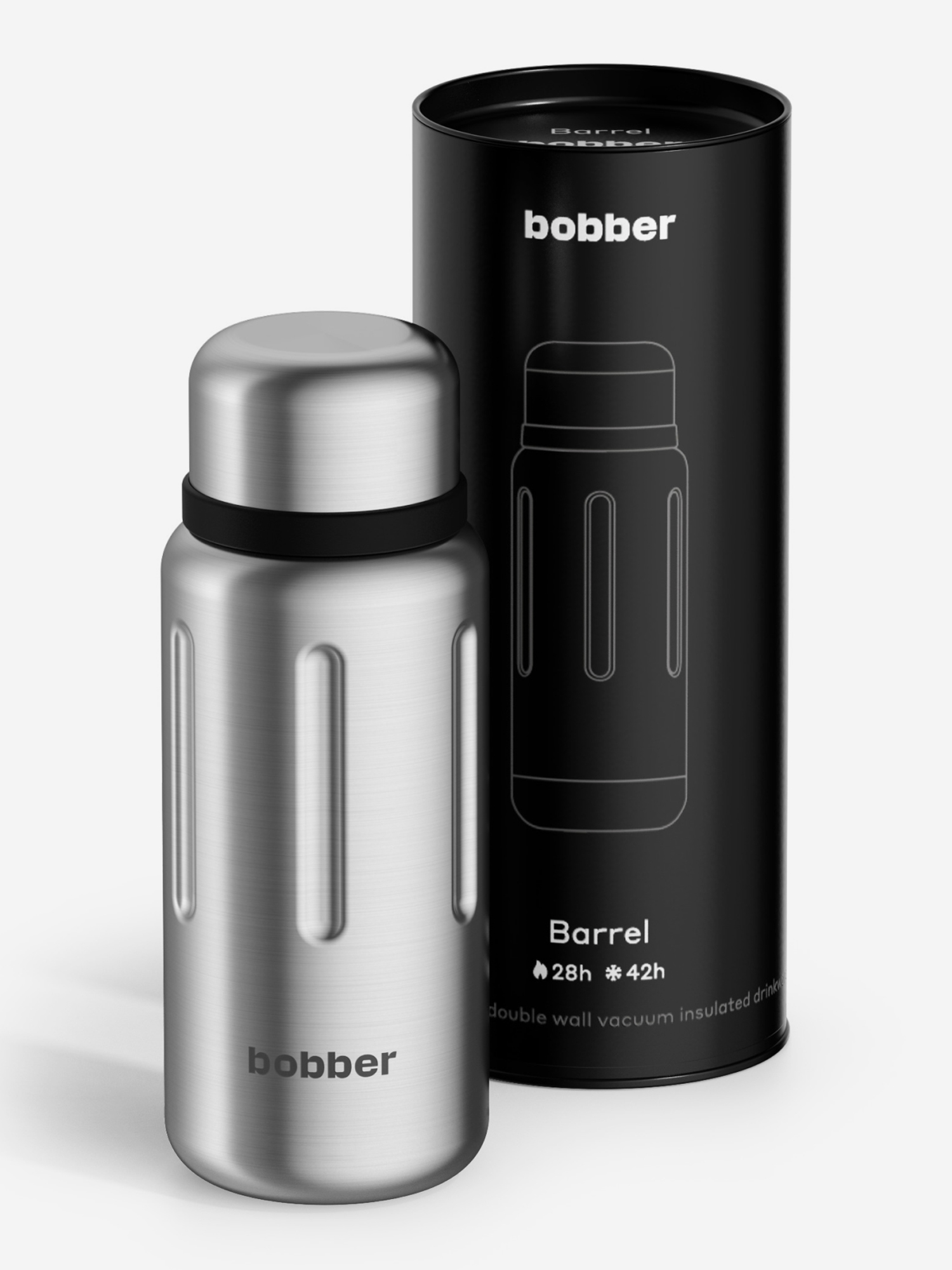 Изображение товара Термос вакуумный BOBBER Barrel 770 мл с широким горлом и ситечком, тепло до 28 часов, матовый, Матовый