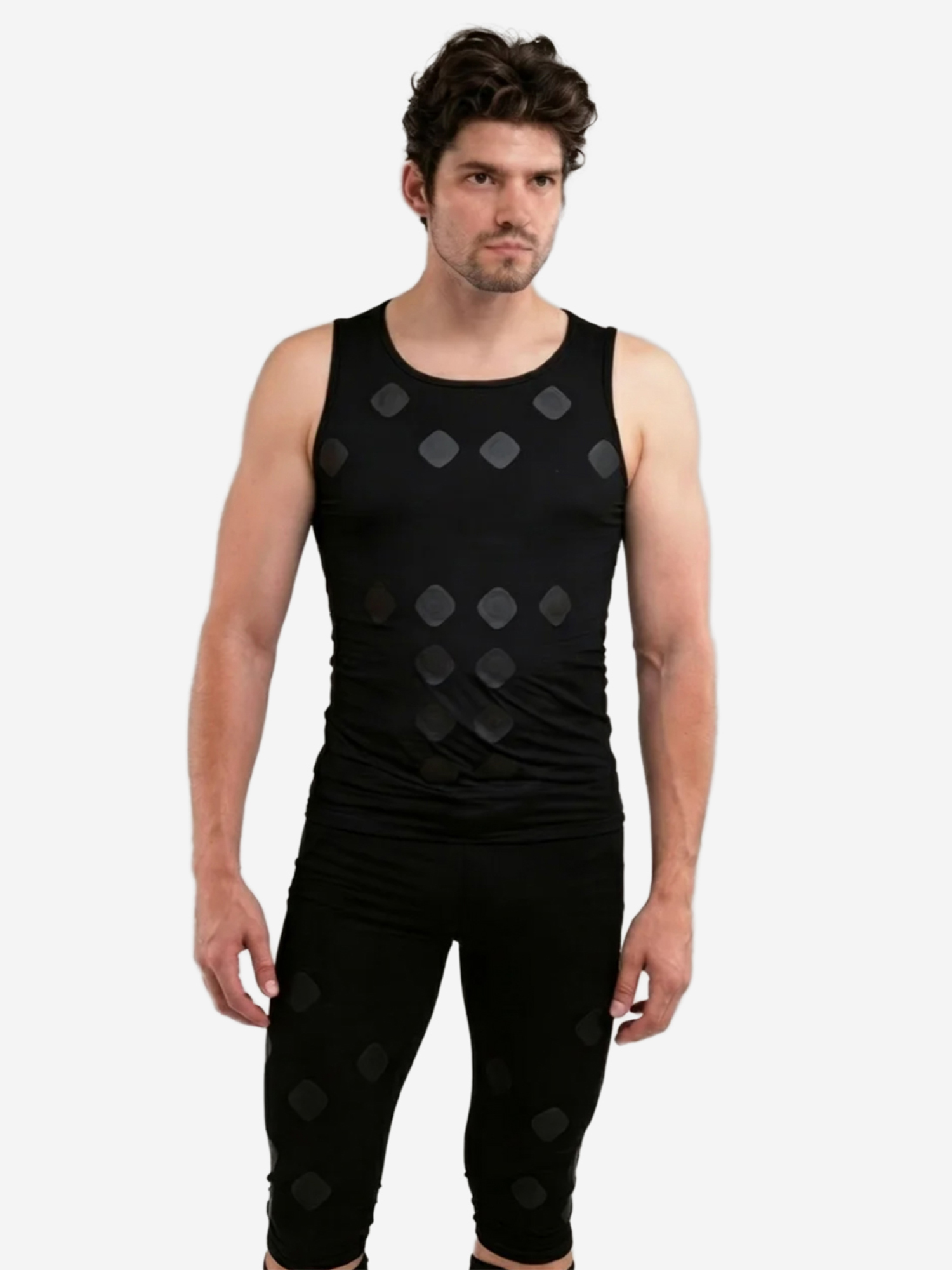 Изображение товара Компрессионная футболка без рукавов-суппорт спины SportDots, мужская, TOP-M-BL