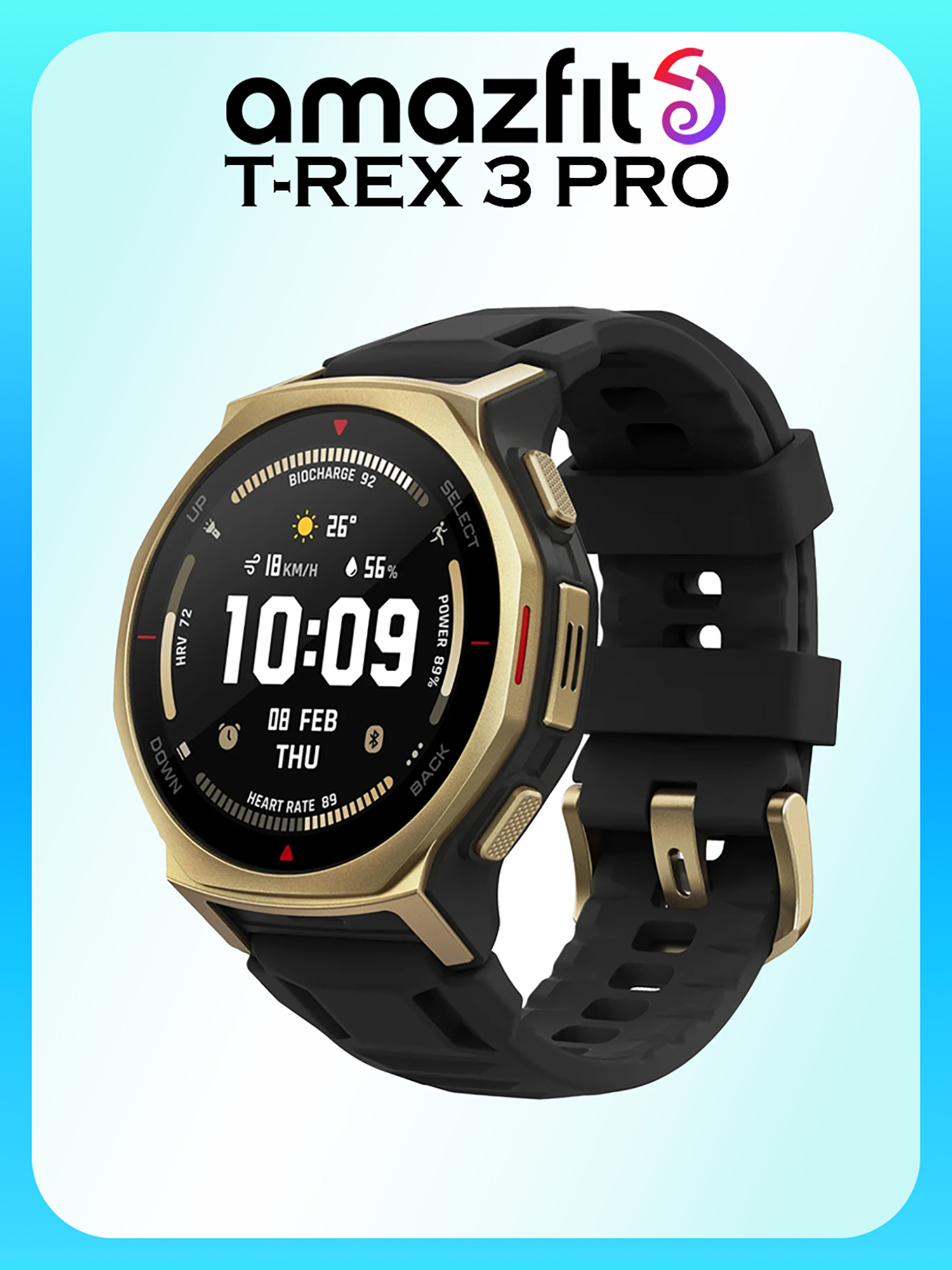 Изображение товара Умные часы Amazfit A2549 T-Rex 3 Pro, Black Gold, Черно-золотой