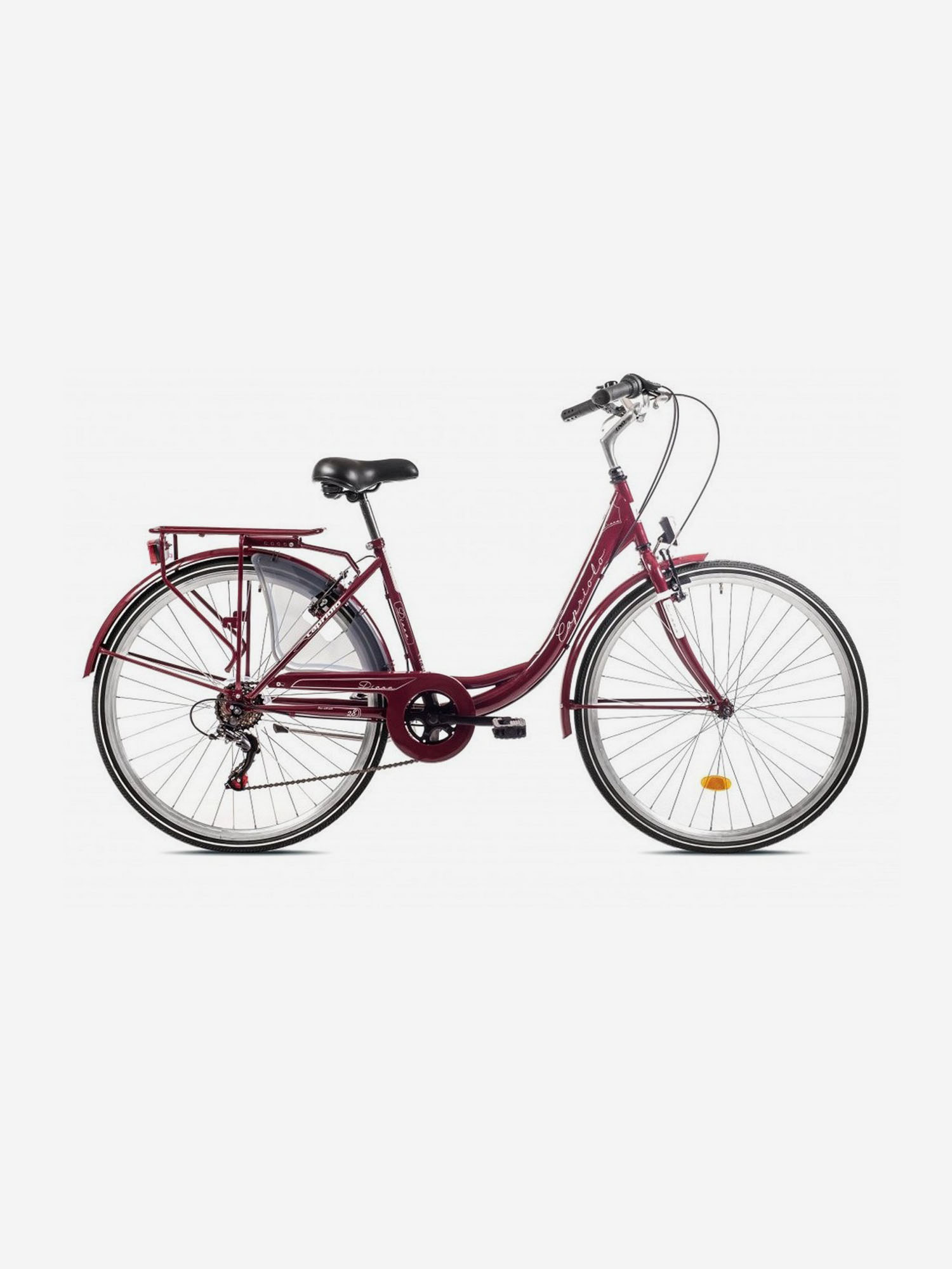 

Велосипед CAPRIOLO CITY DIANA ALU (1 X 7), рама алюминий , колёса 28'' (бордовый), Красный