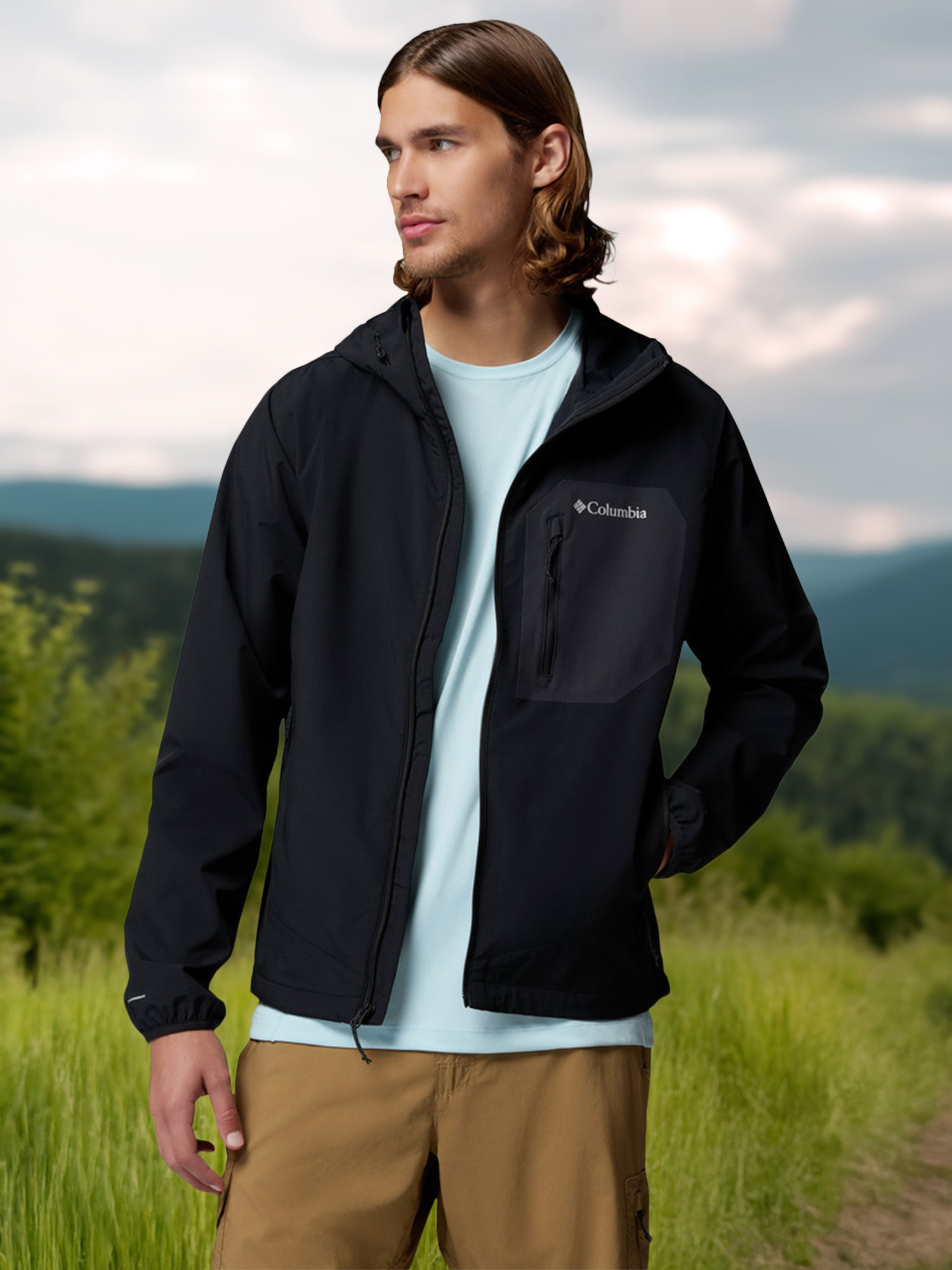 Изображение товара Мужская ветровка Columbia Tall Heights III Hooded Softshell для активного отдыха