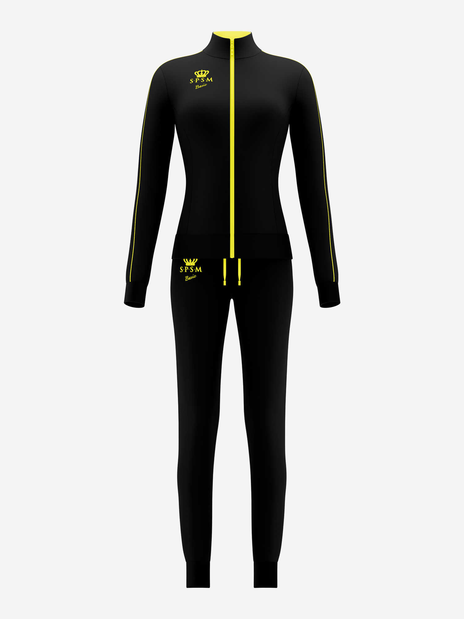 Изображение товара Спортивный костюм для девочек Basic SPSM, черный с лимонным