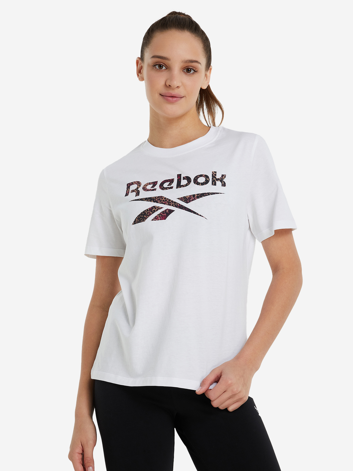 Женская футболка Reebok с графическим узором Modsafari белого цвета.