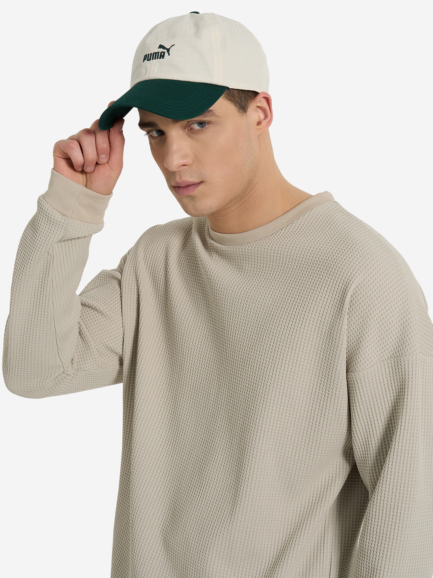 фото Бейсболка puma ess no 1 color block dad, бежевый