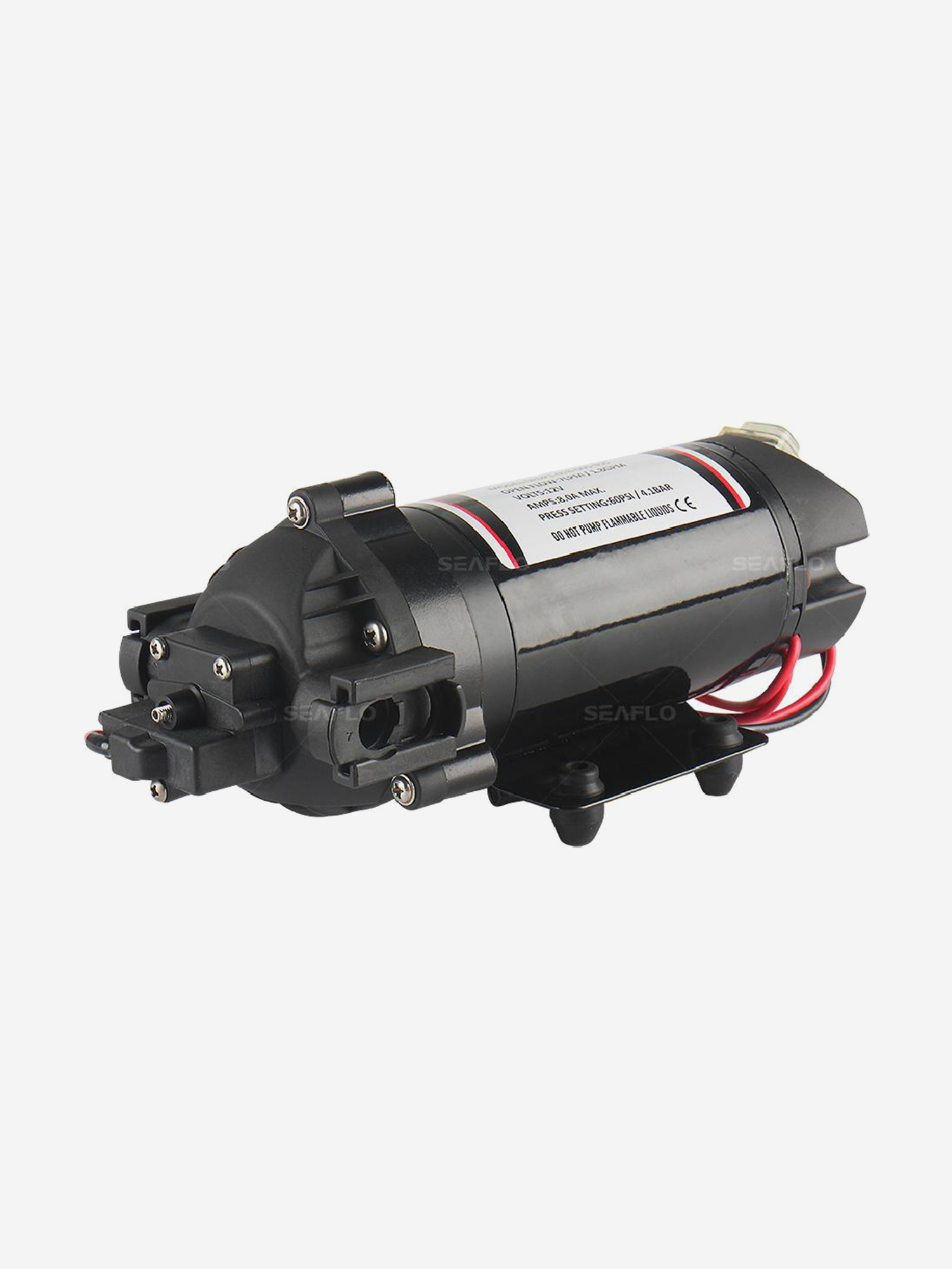 

Помпа водоподающая SeaFlo мембранная, 12V, 5.5 л/мин, 11 BAR, 160 PSI, Черный