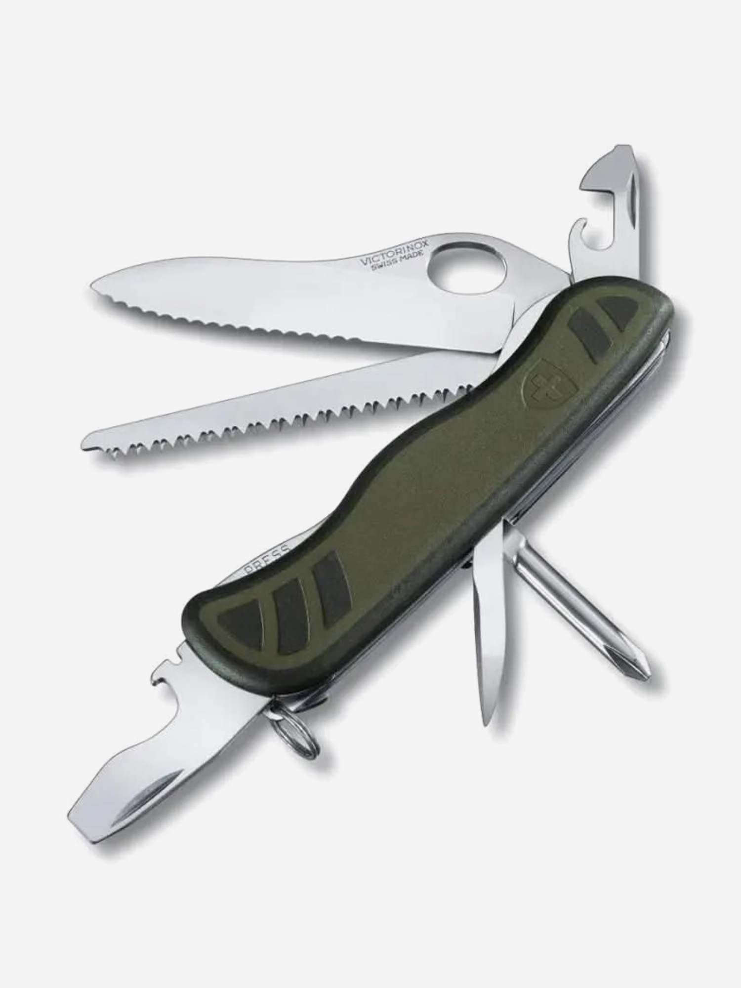 

Складной нож Victorinox Military, функций: 10, 111мм, зеленый / черный, коробка картонная, 0.8461.mwch, Зеленый