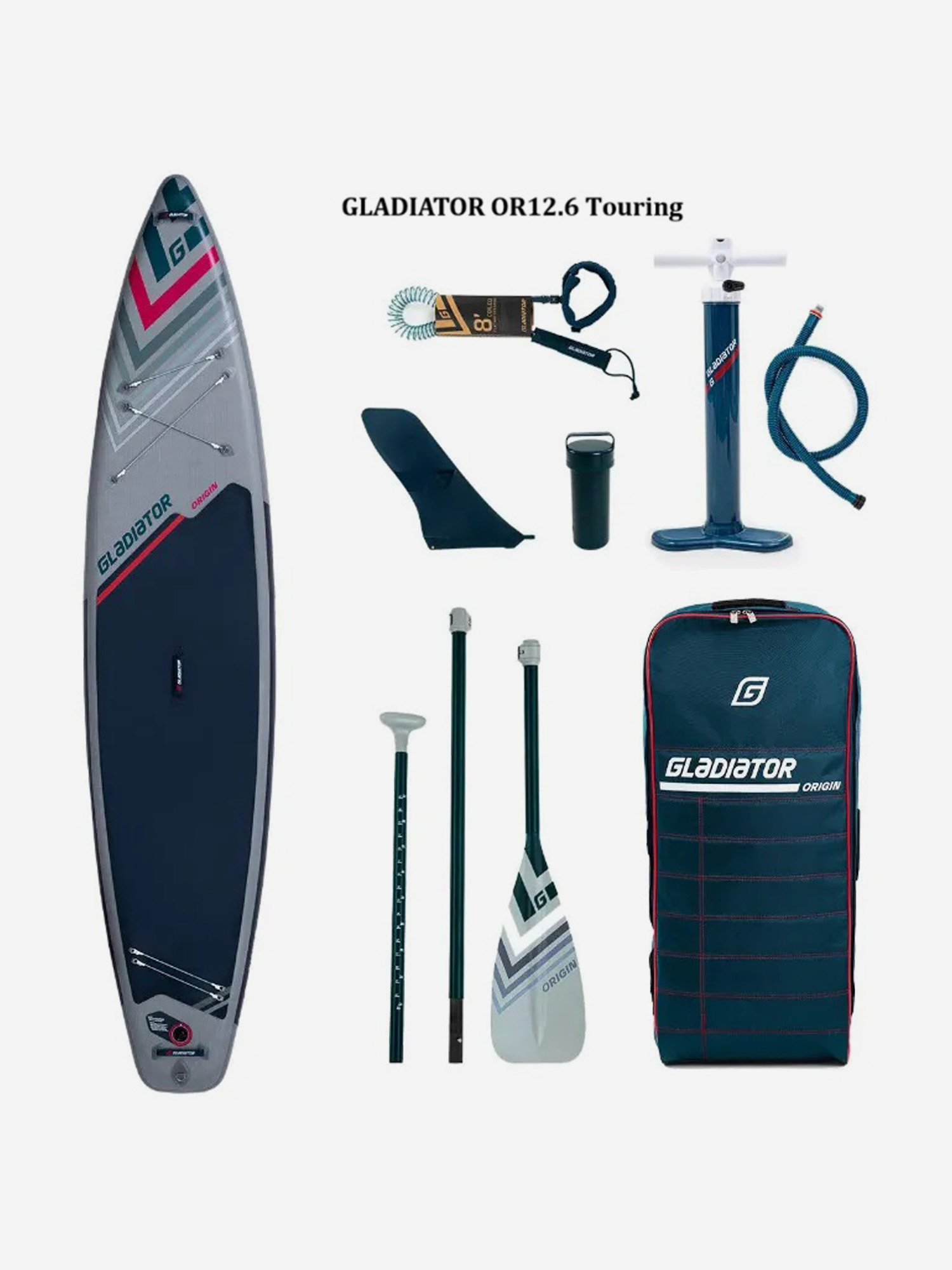 

SUP доска надувная Gladiator OR12.6 T (384x81x15 см), Серый