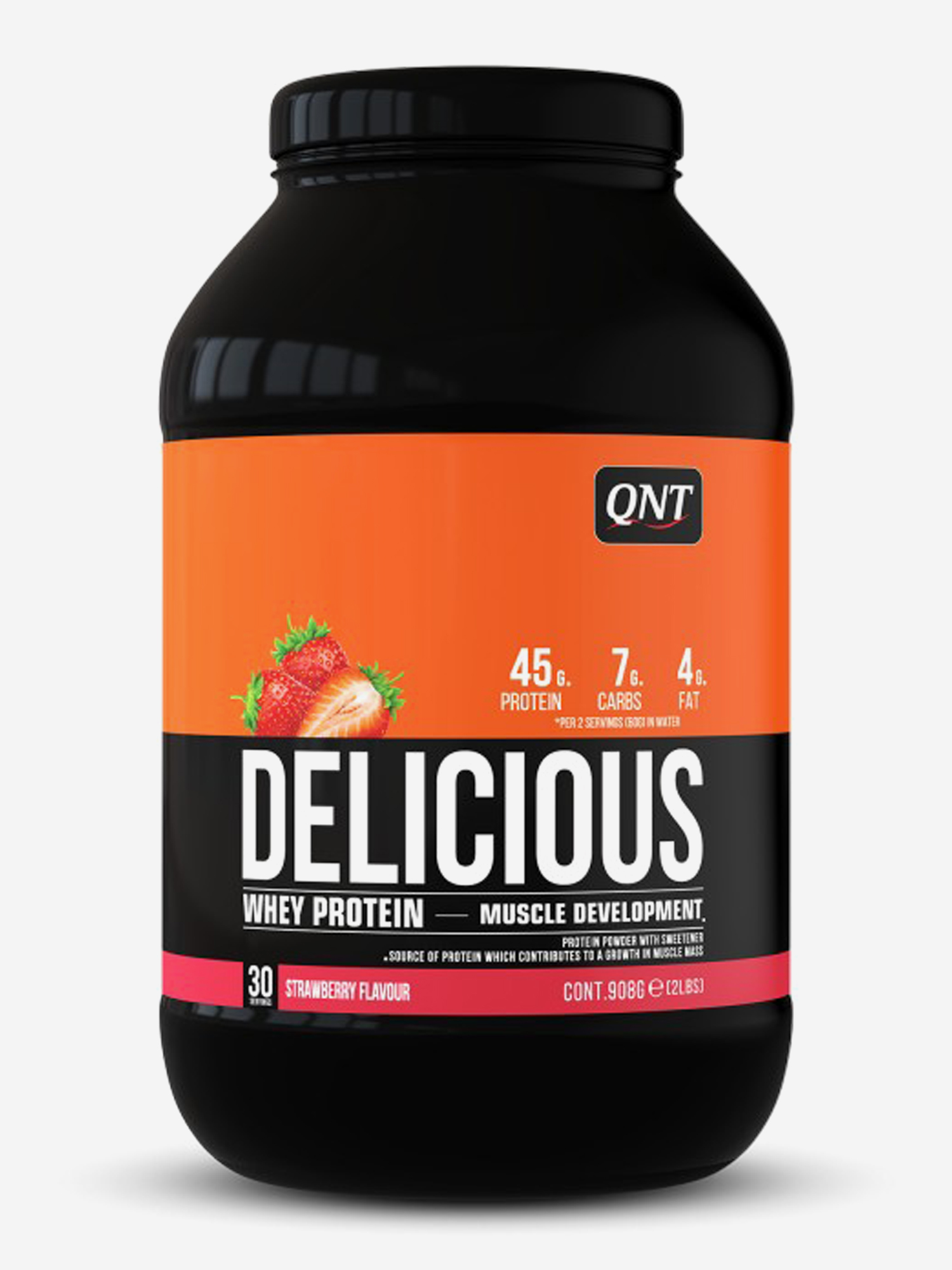 Изображение товара Сывороточный протеин для набора мышечной массы, для похудения, QNT Delicious Whey Protein Powder 908 g Strawberry
