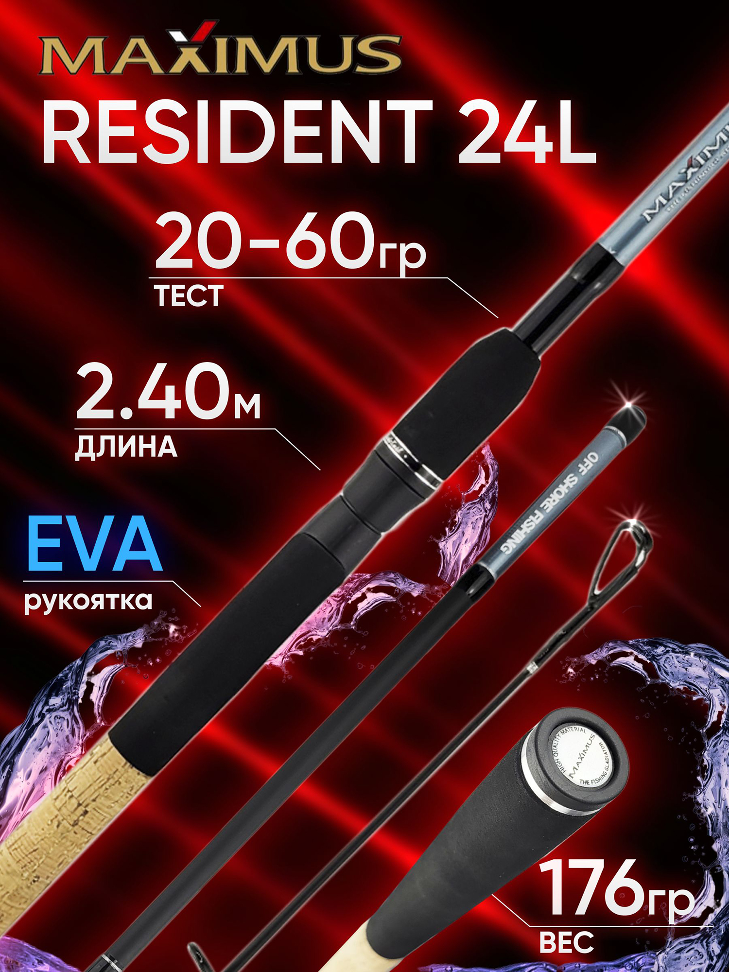 Изображение товара Спиннинг Maximus RESIDENT 24L Быстрый 2.40м 4-15г