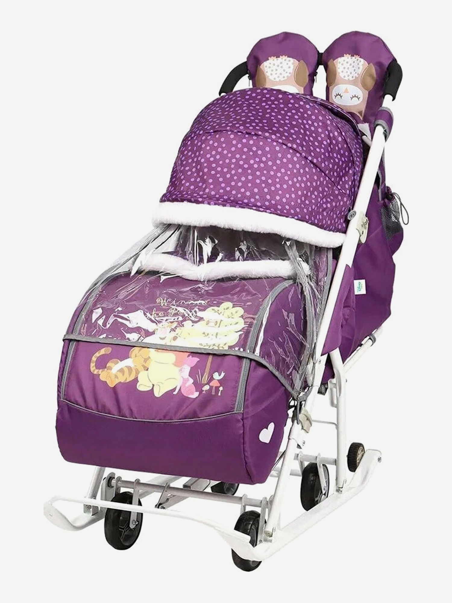 

Санки-коляска комбинированная Nika"Дисней Baby 2" DB2 Disney Винни и его друзья, баклажановый, Фиолетовый