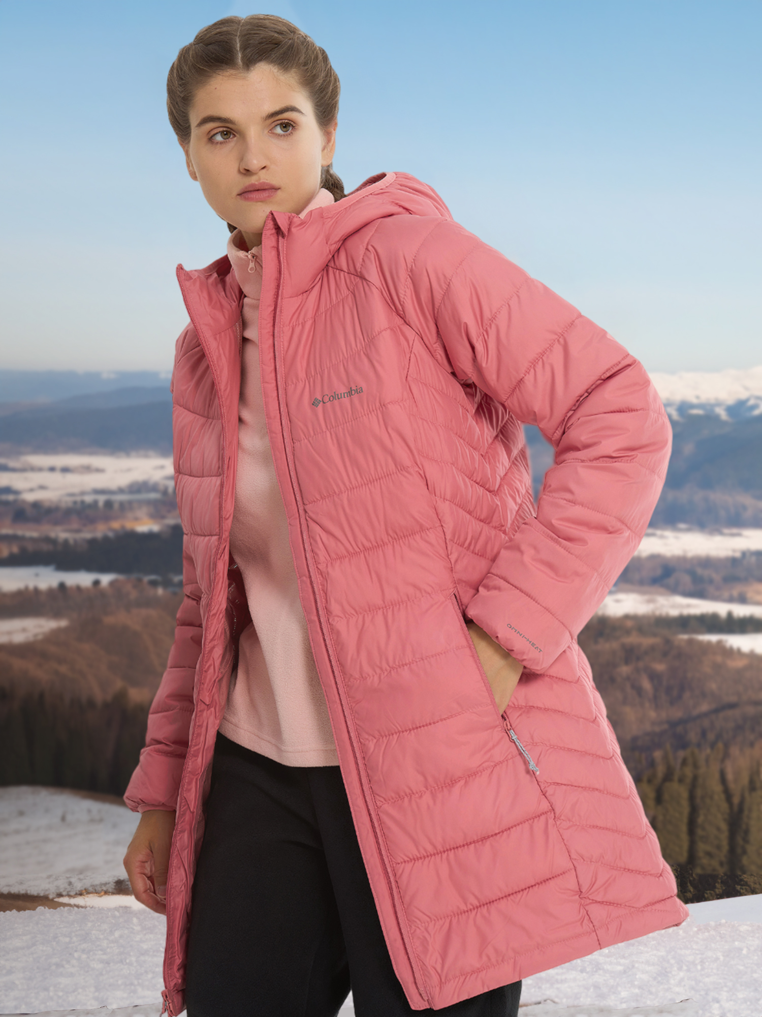 Пуховик женский Columbia Powder Lite II Mid Jacket, Розовый