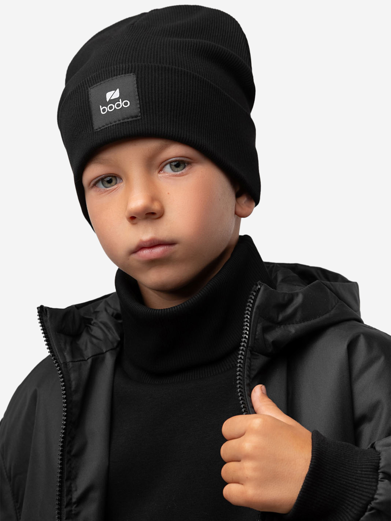 Изображение товара Шапка bodo черного цвета для детей из кашкорсе демисезонная