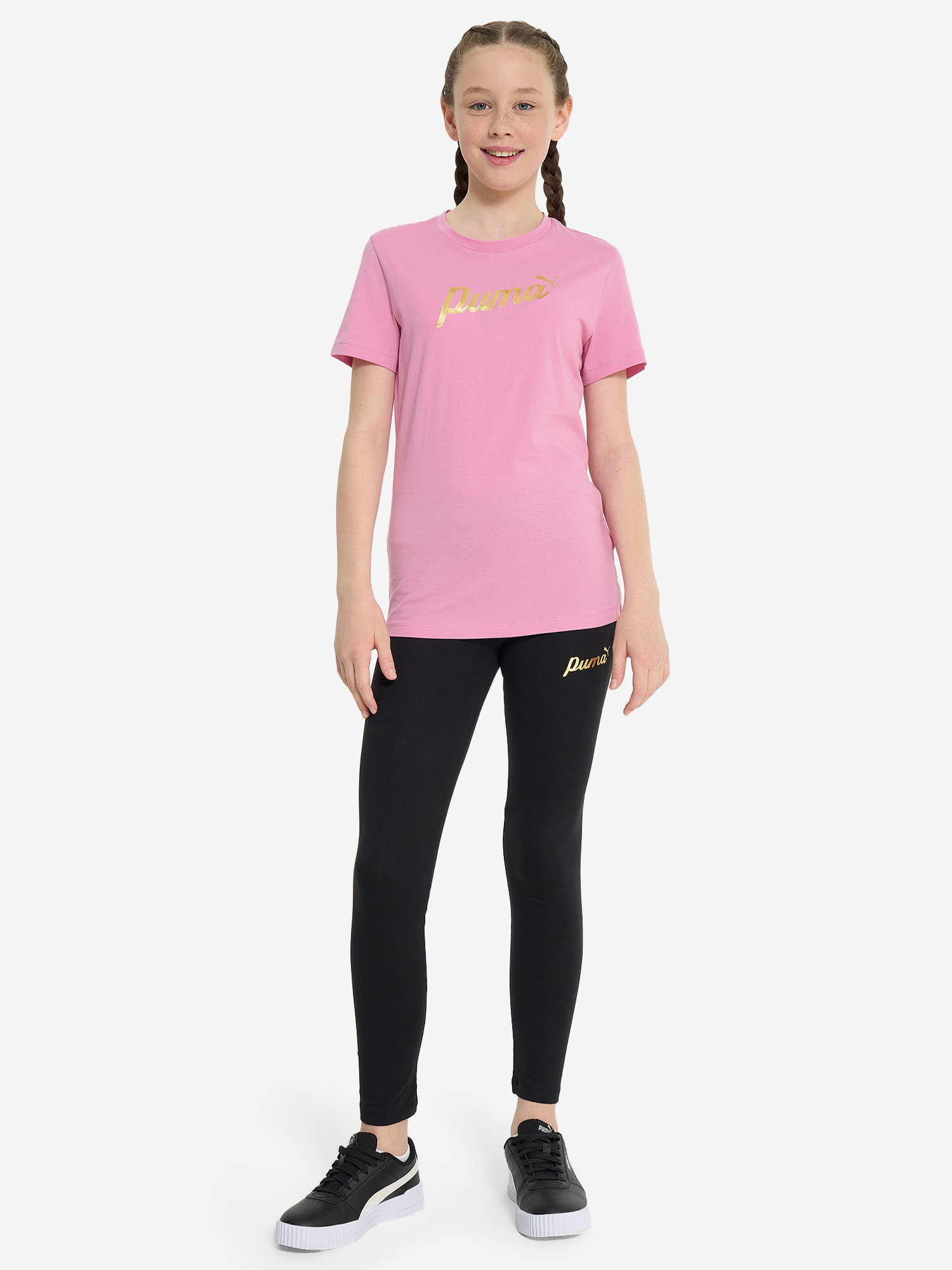 фото Футболка для девочек puma ess+ script metallic, розовый