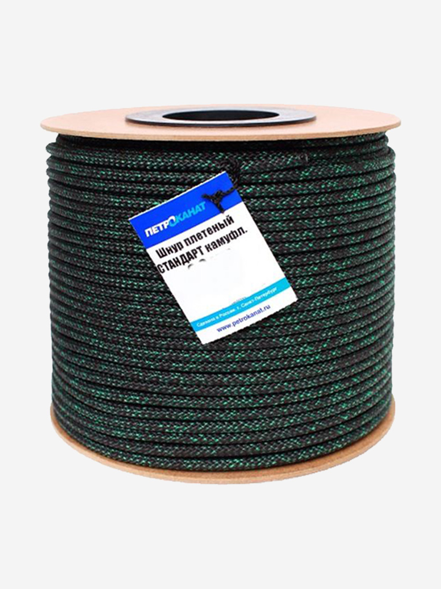 Шнур плетеный Петроканат СТАНДАРТ 5,0 мм (200 м), камуфлированный, на катушке, Зеленый