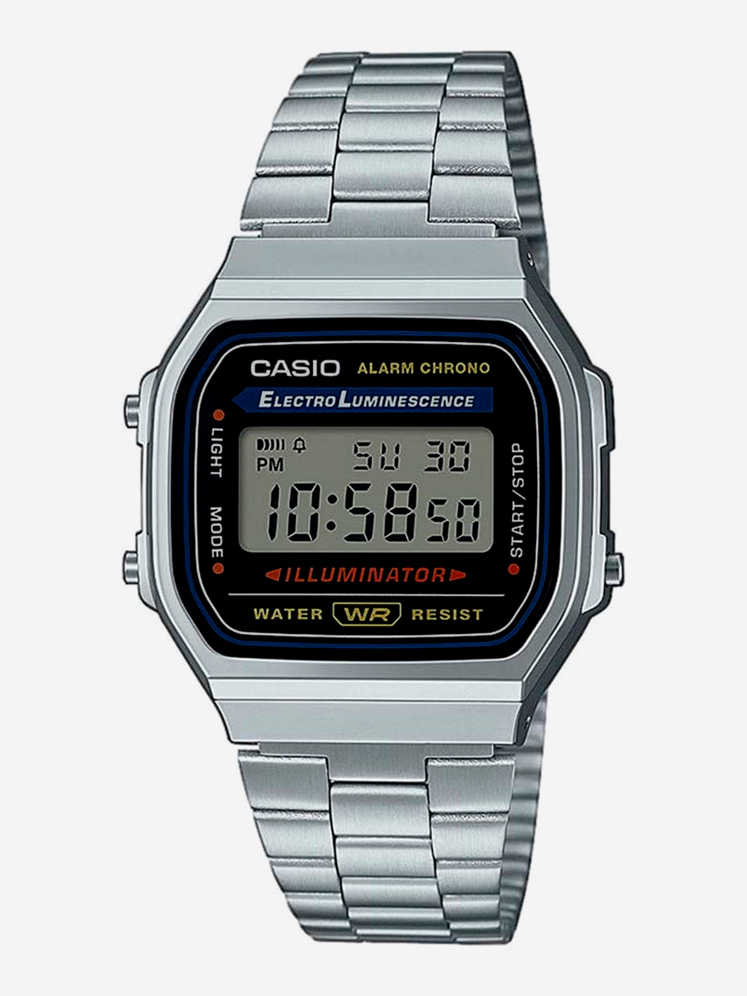 Изображение товара Цифровые часы Casio A-168WA-1W с подсветкой и будильником