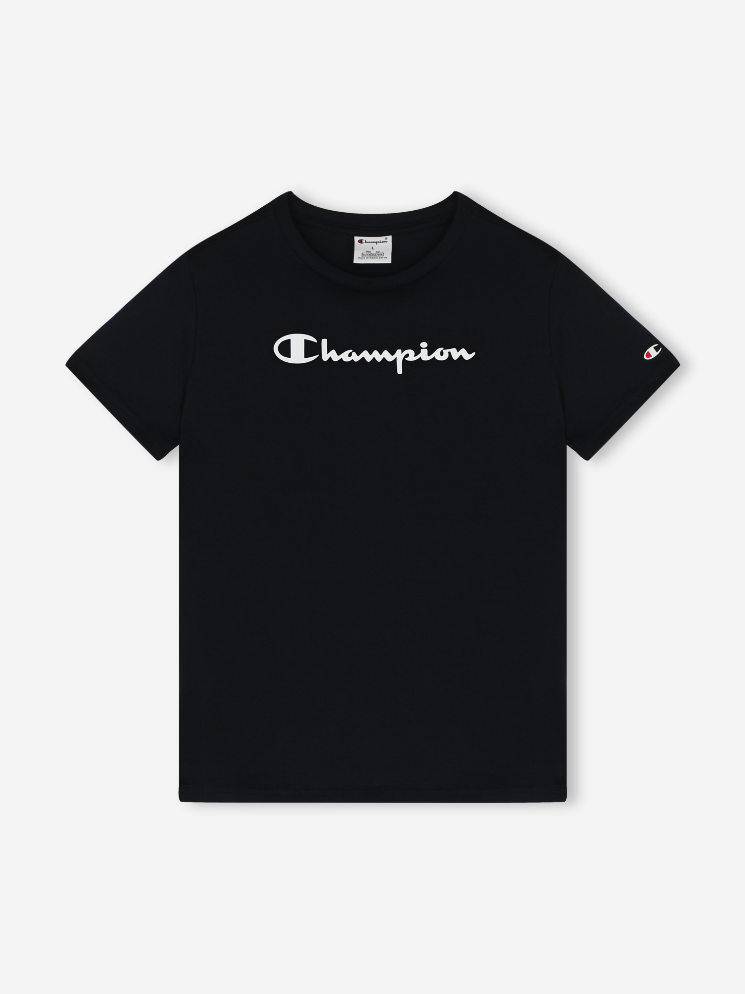 Изображение товара Футболка для мальчиков Champion темно-синяя с надписями спортивный стиль лето