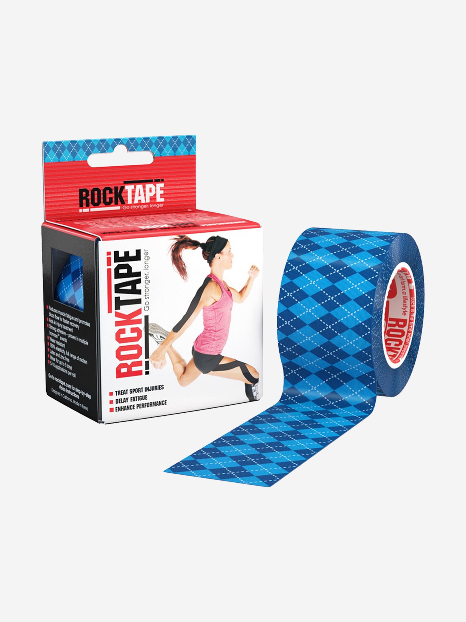 

Кинезиотейп Rocktape 5 см х 5 м, синий узор, Синий